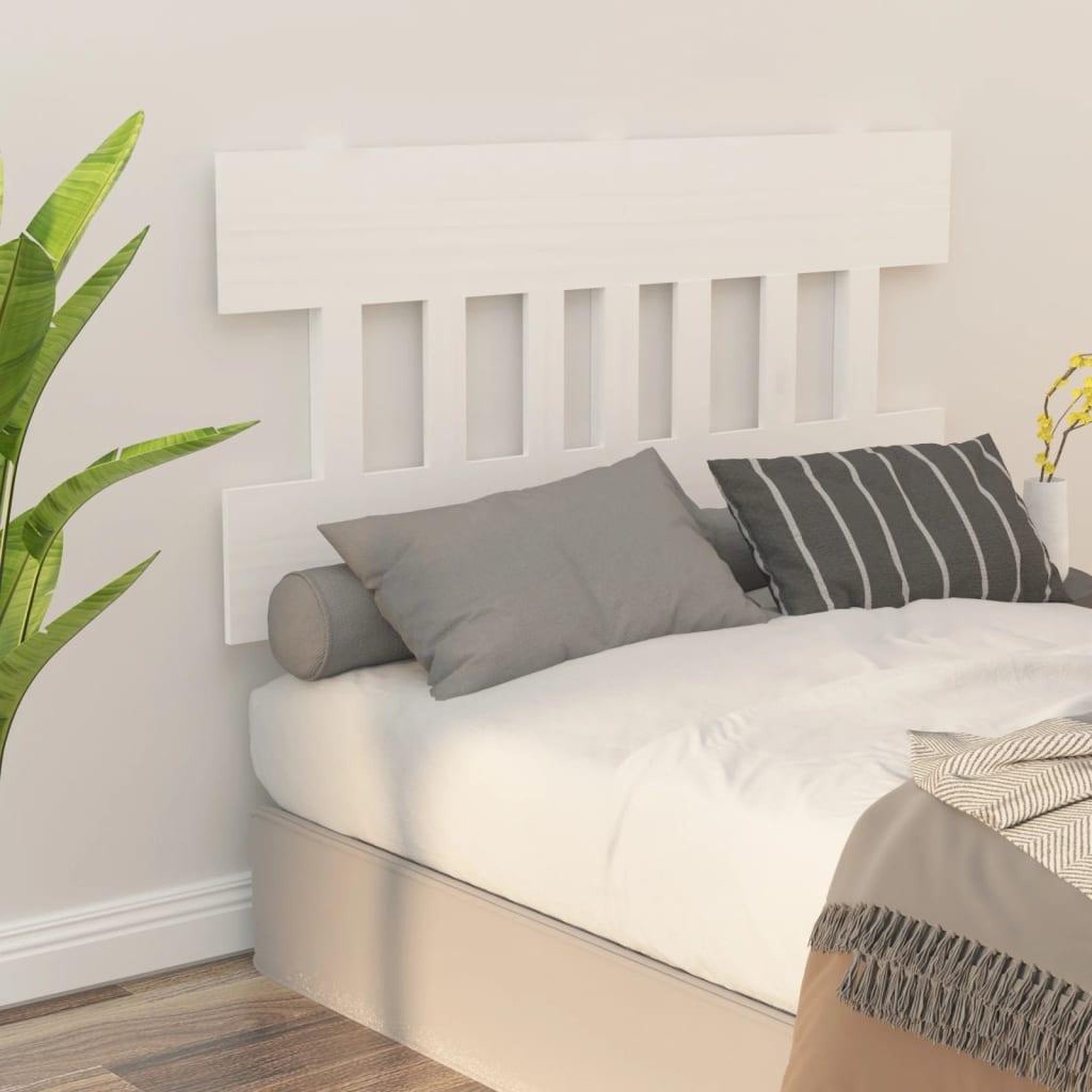 Voir la diapositive 5 : VIDAXL Tete de lit Blanc 143,5x3x81 cm Bois massif de pin
