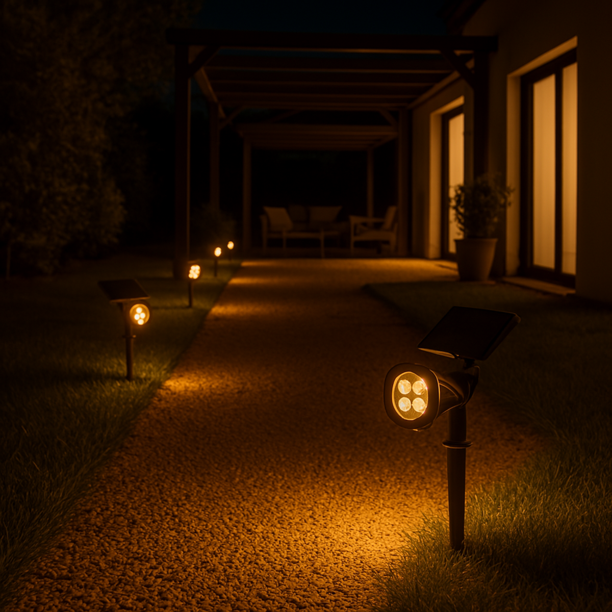 Lumisky Lot de 2 spots solaires projecteurs SPIKY Noir Plastique 100LM