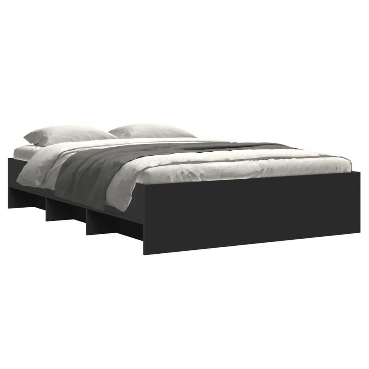VIDAXL Cadre de lit sans matelas noir 140x200 cm bois d'ingenierie