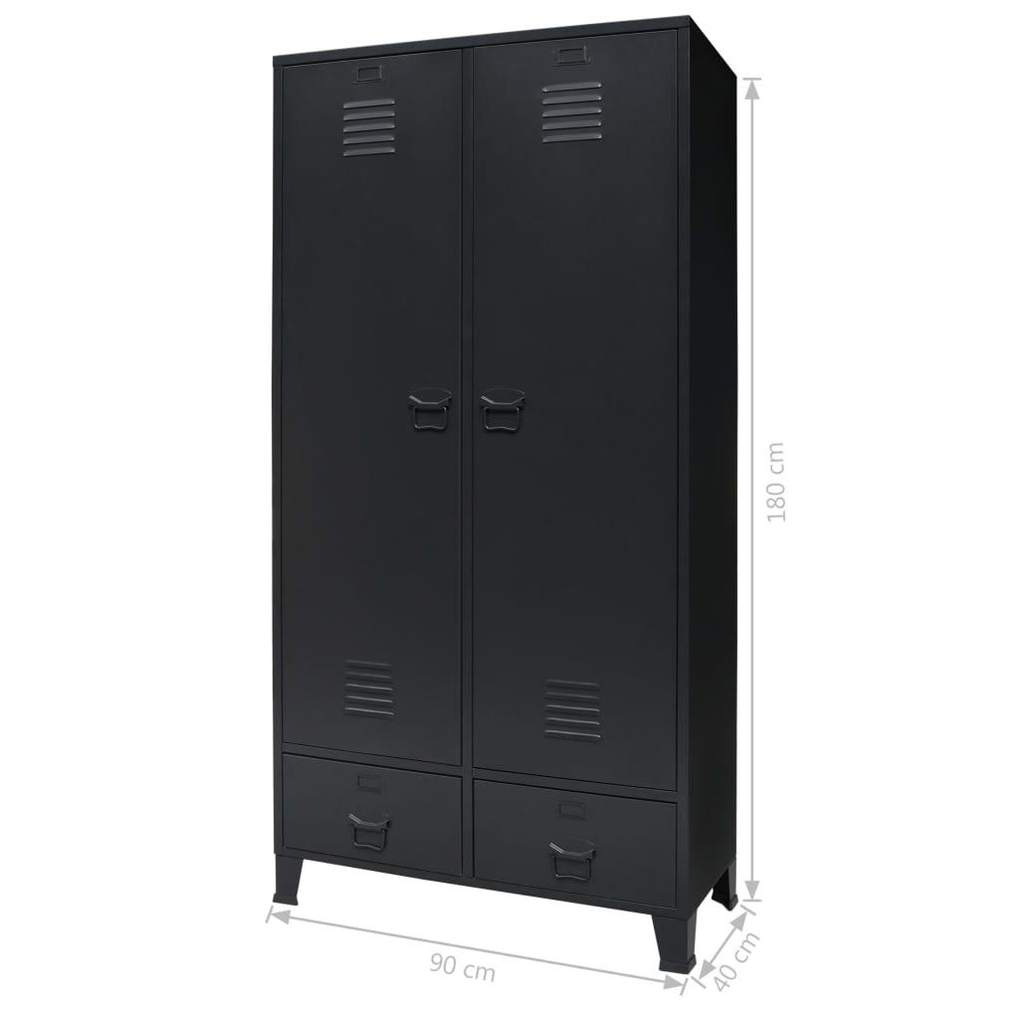 Voir la diapositive 6 : VIDAXL Garde-robe Metal de style industriel 90 x 40 x 180 cm Noir