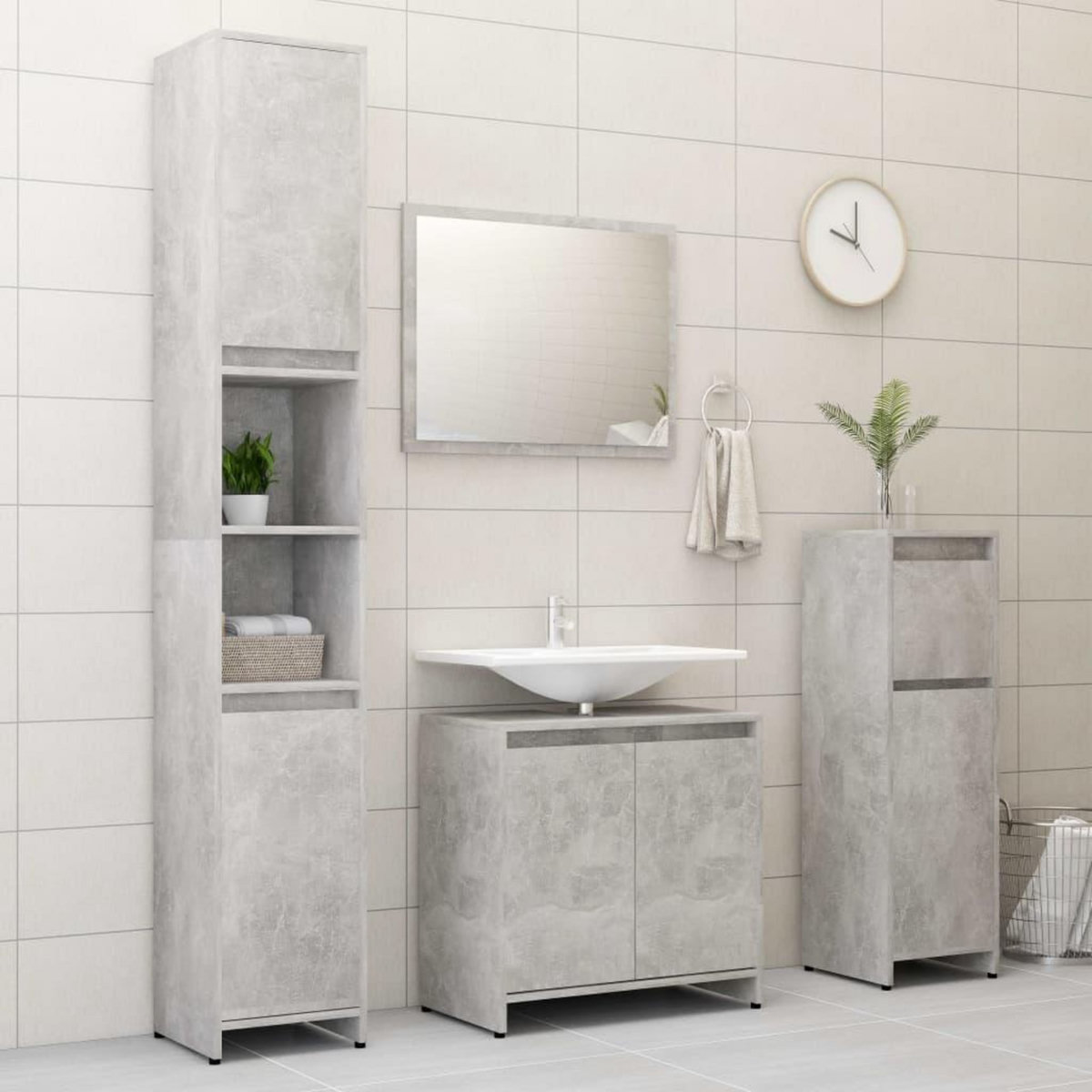 VIDAXL Armoire de salle de bain Gris beton 30x30x95 cm Bois ingenierie