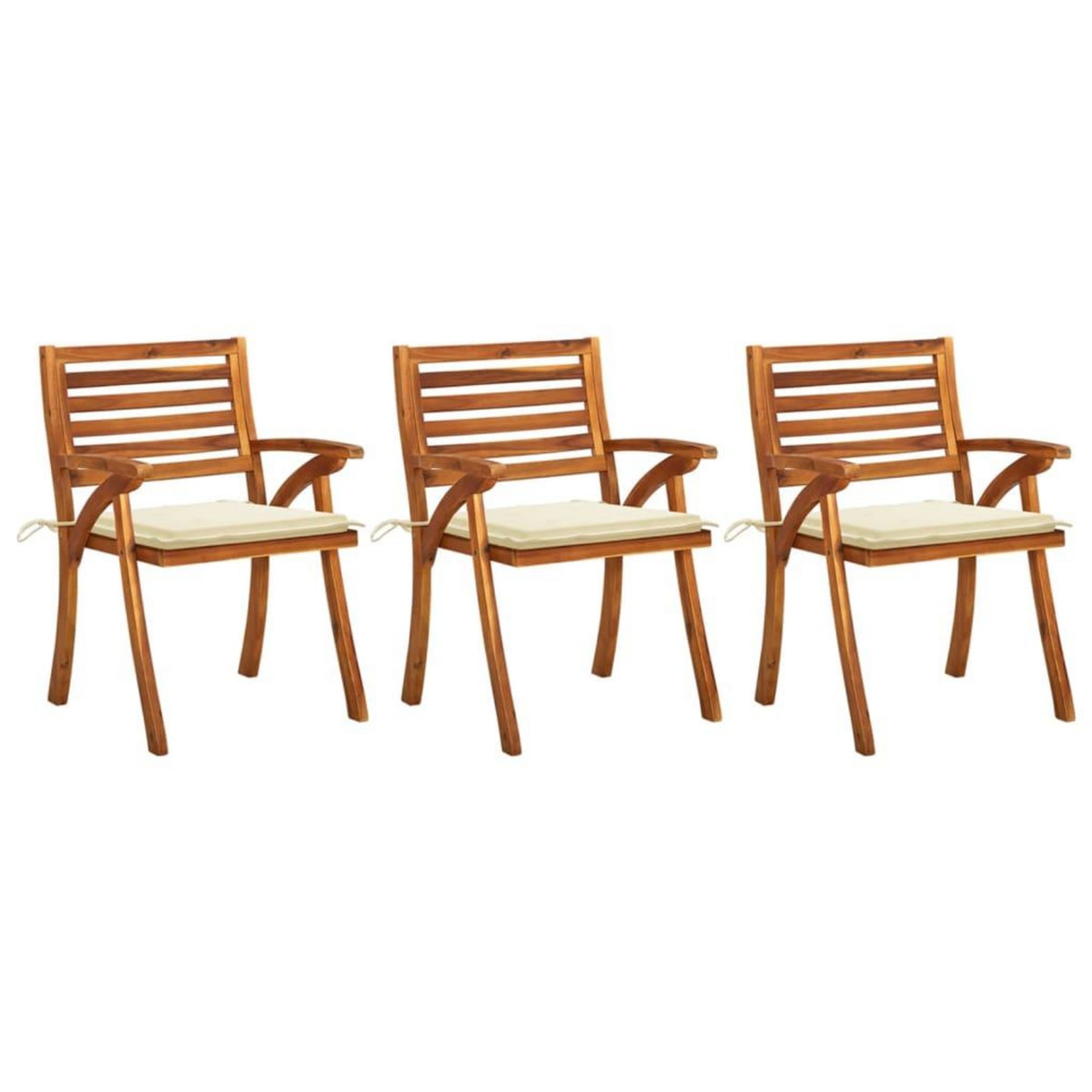 VIDAXL Chaises a manger de jardin avec coussins lot de 3 Acacia massif
