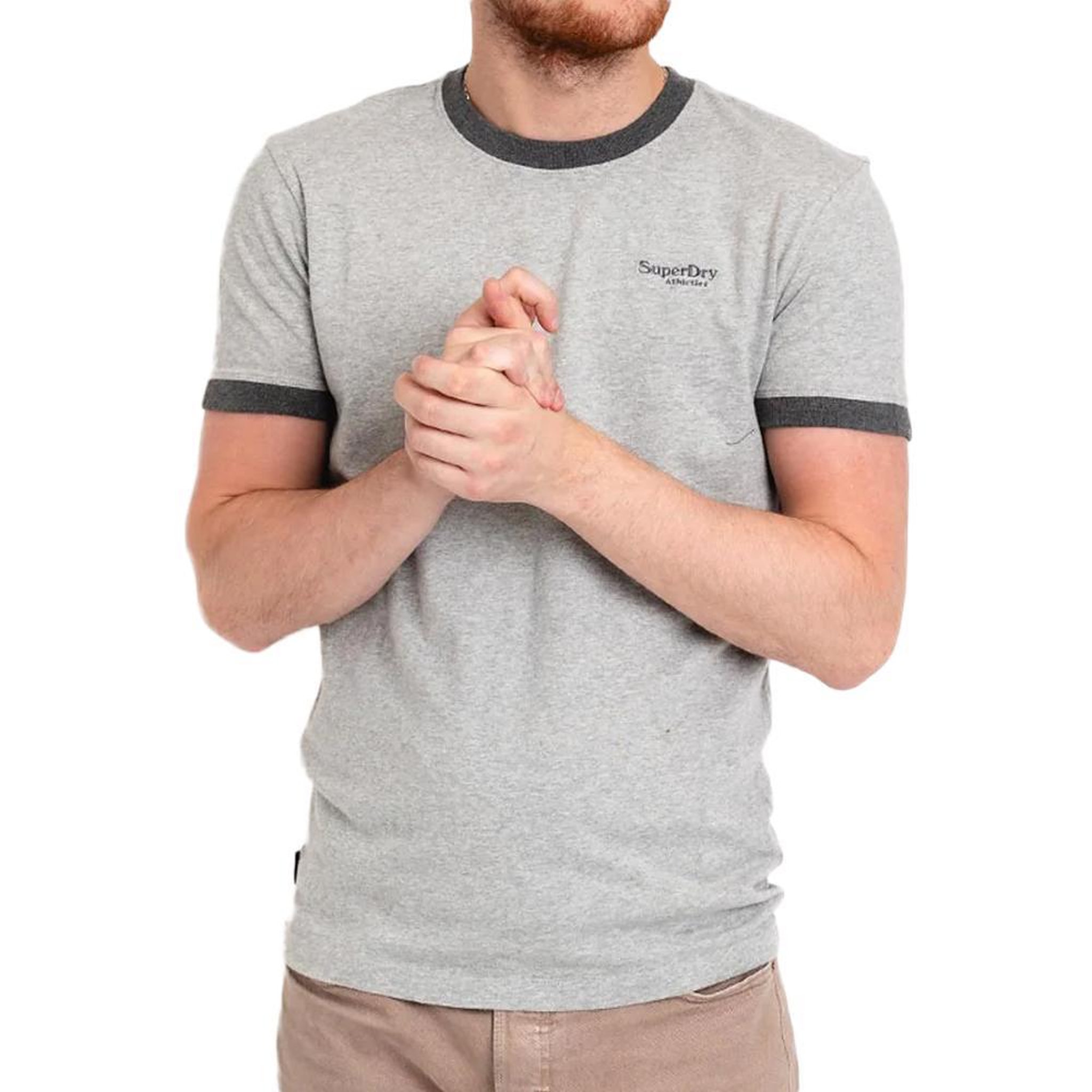 SUPERDRY T-shirt Gris Homme Superdry Essential Logo. Coloris disponibles : Gris