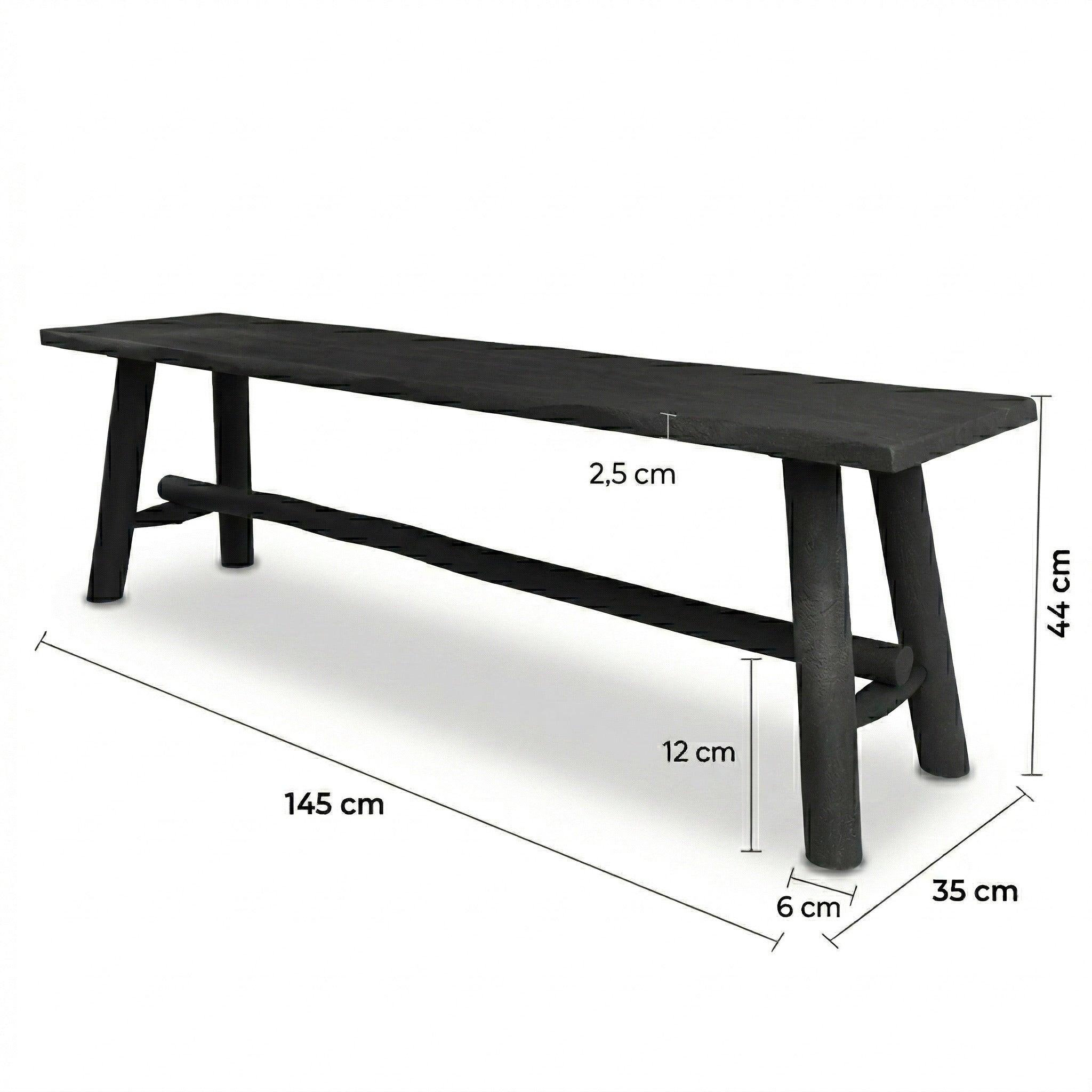Voir la diapositive 4 : MAISON PAVANE Banc noir en bois de manguier 145 cm-toxis