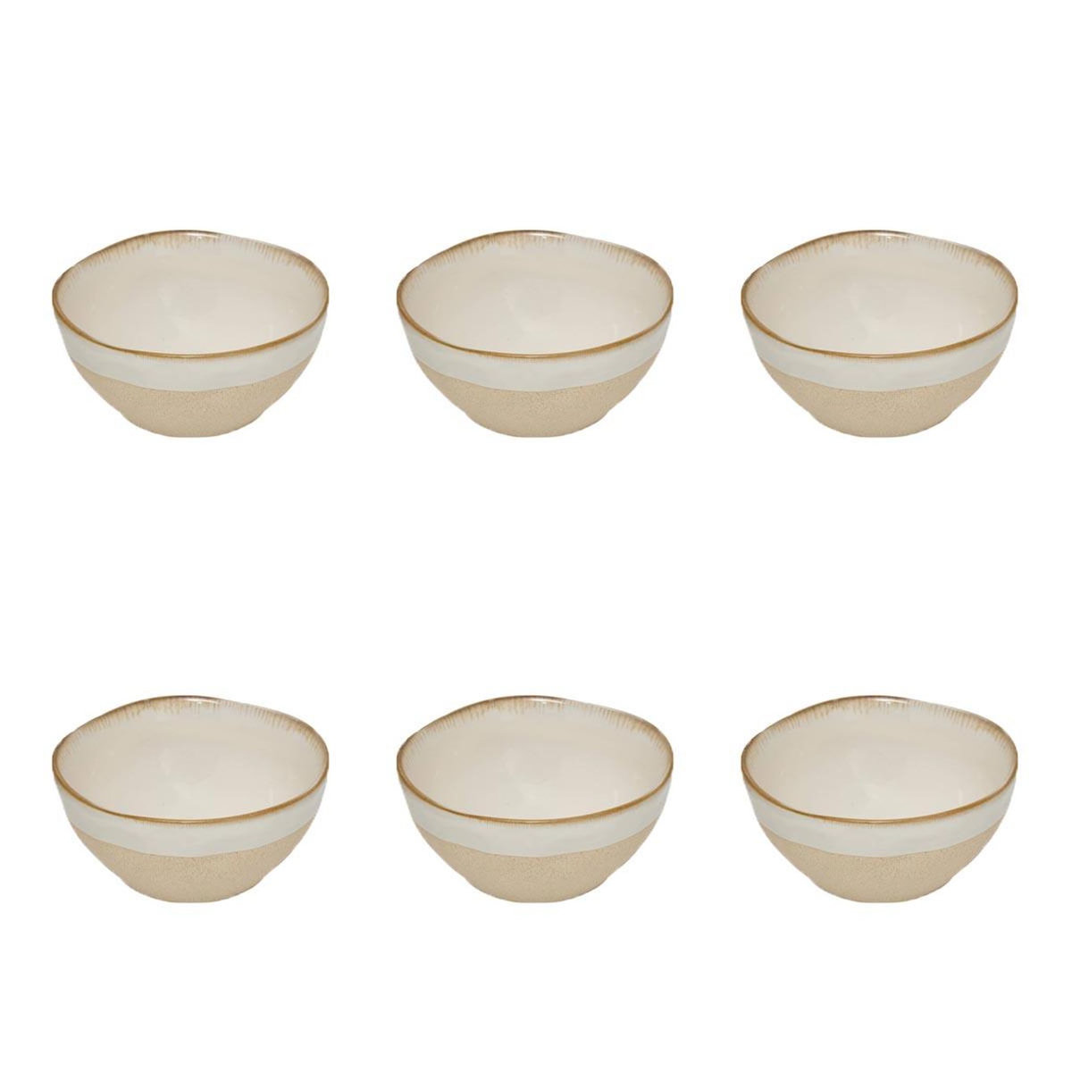 SECRET DE GOURMET Lot de 6 Bols en Faïence  Kate  48cl Blanc