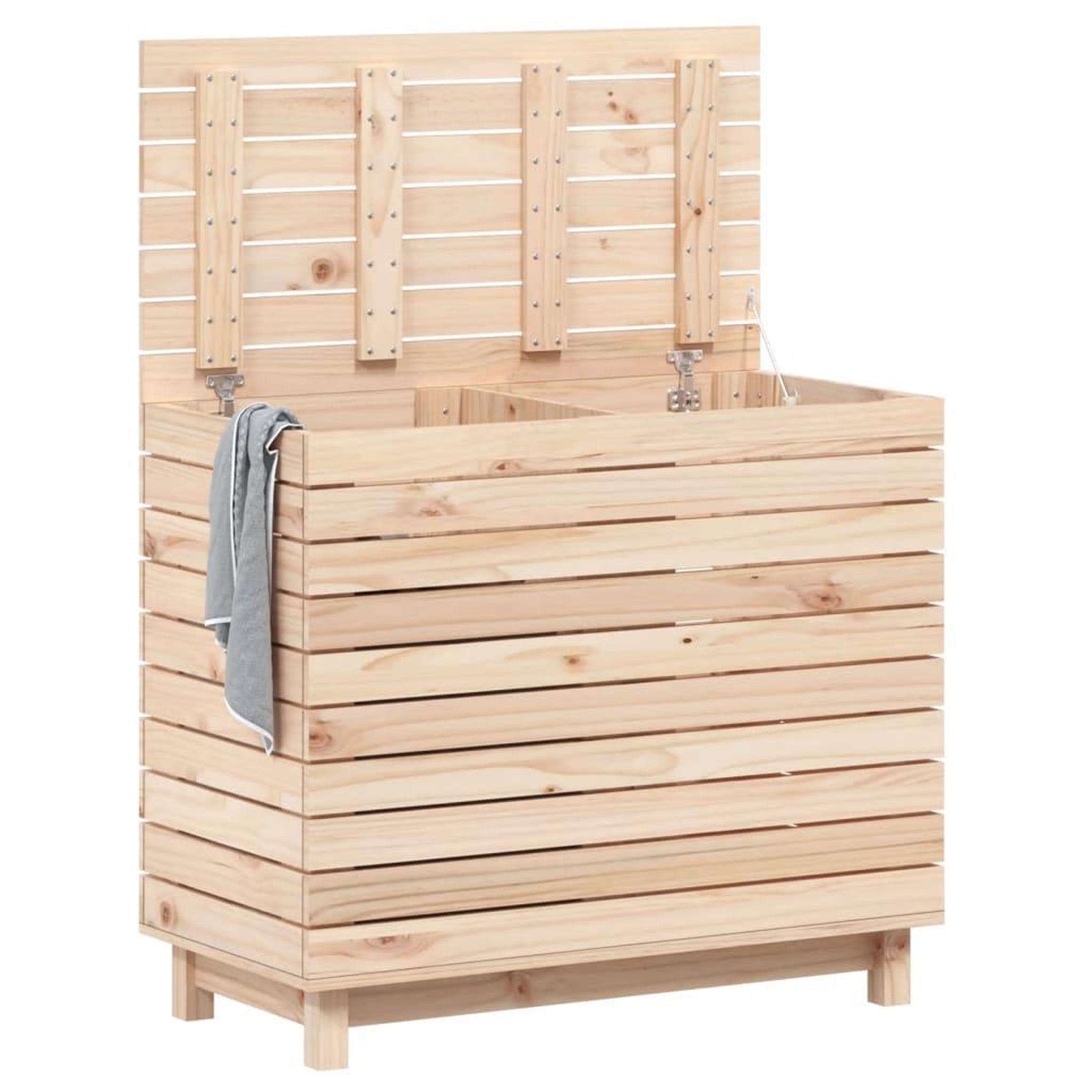 Voir la diapositive 3 : VIDAXL Panier a linge 88,5x44x76 cm bois massif de pin