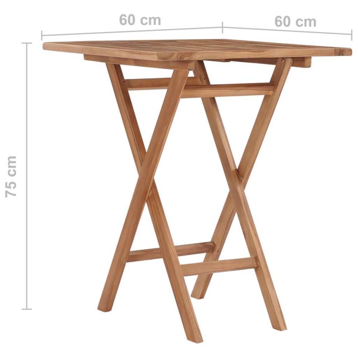 VIDAXL Table pliable de jardin 60x60x75 cm Bois de teck solide