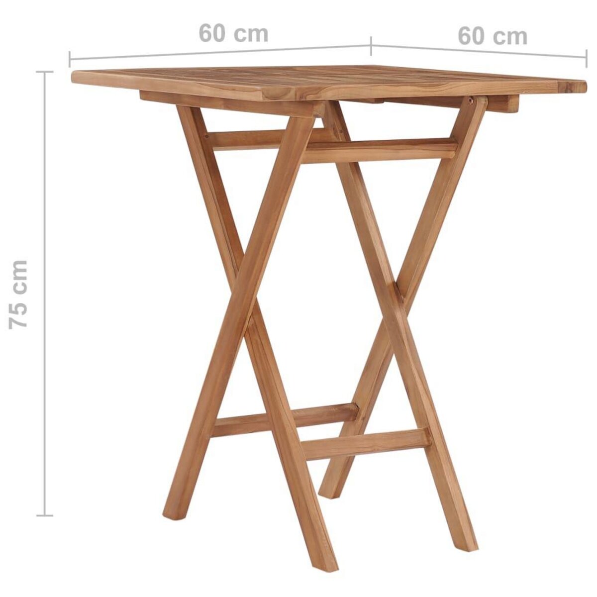VIDAXL Table pliable de jardin 60x60x75 cm Bois de teck solide