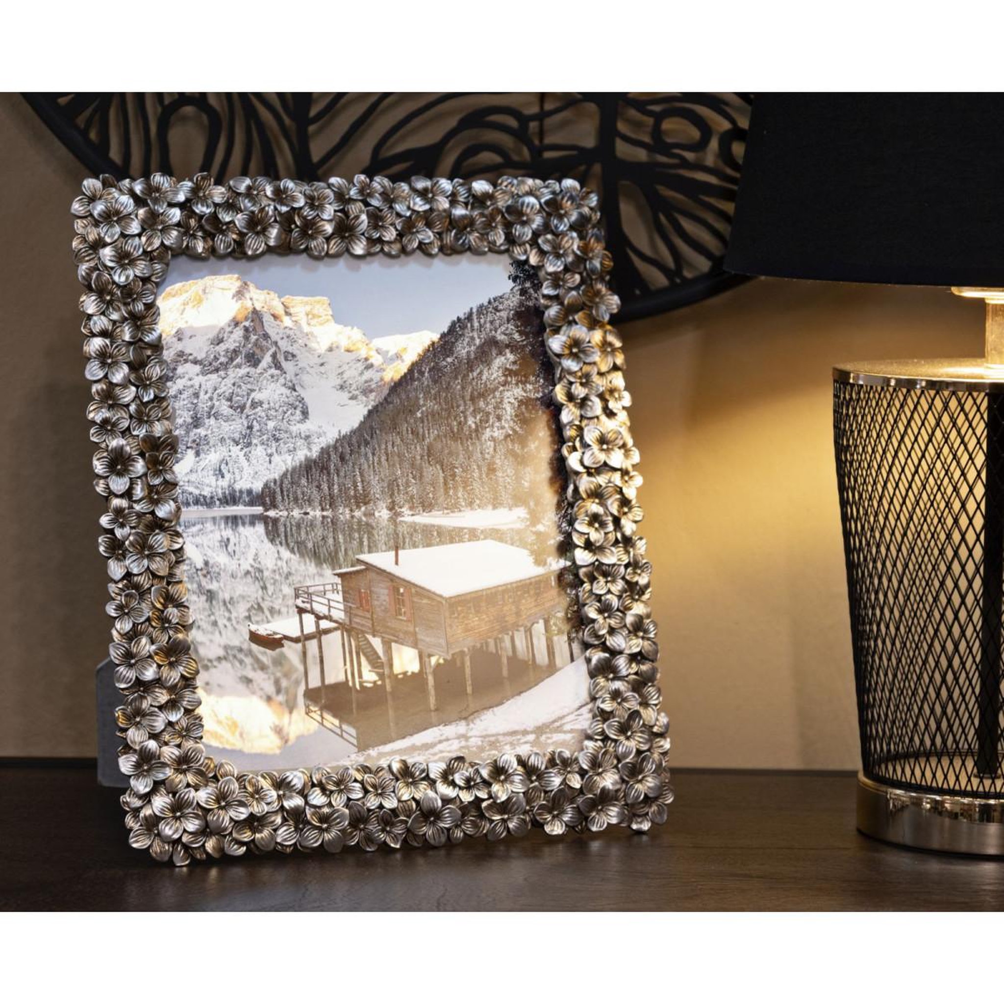 Voir la diapositive 5 : Paris Prix Cadre photo déco fleurs  flolly  20x25cm argent