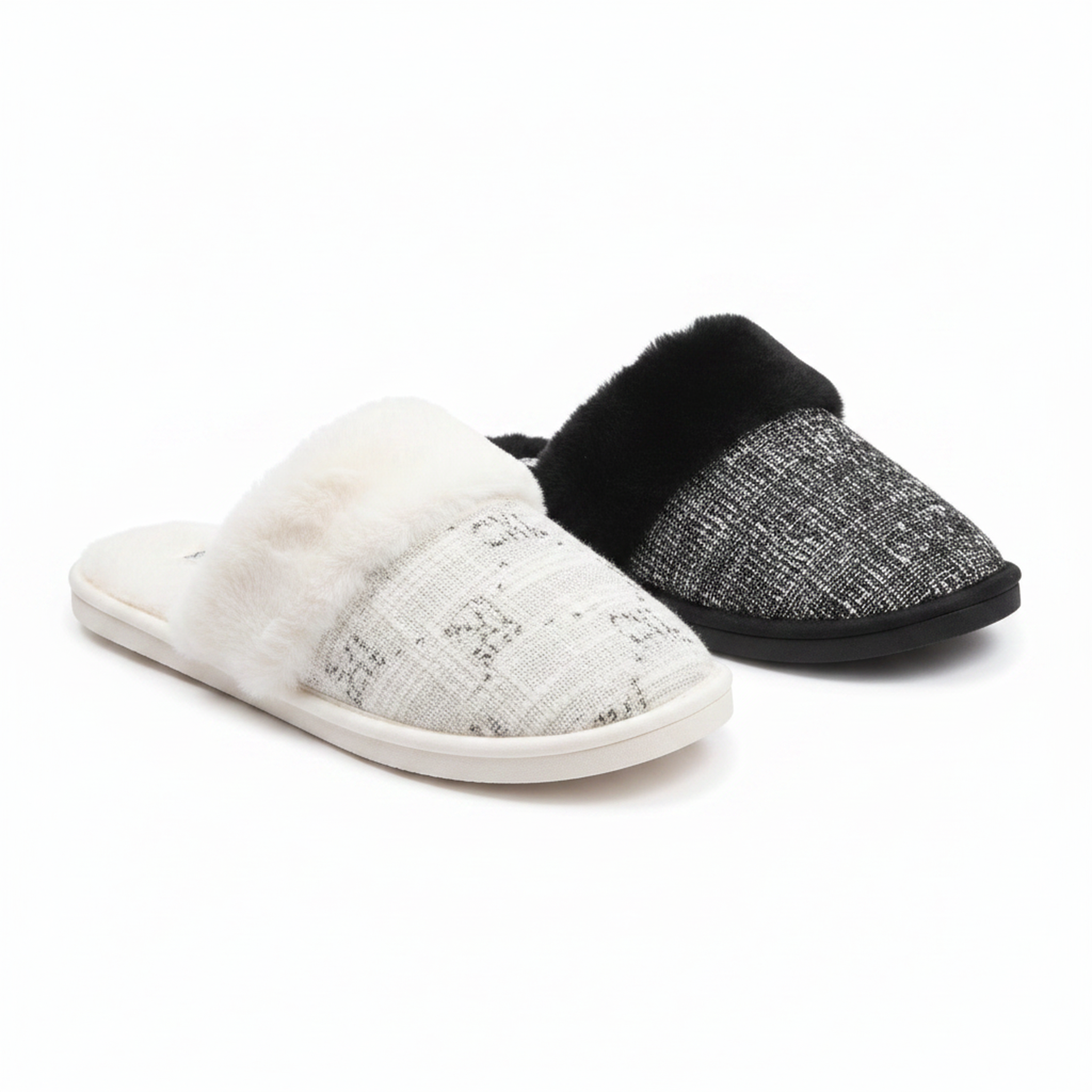 OZABI Cxl by christian lacroix pantoufles mules femme col fourrure pack 2 paires. Coloris disponibles : Bicolore