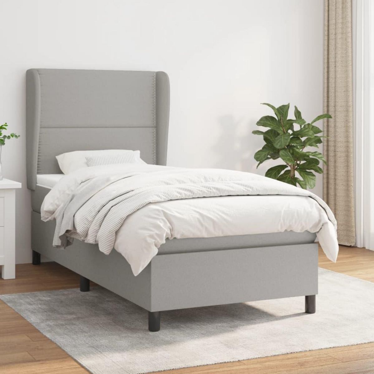 VIDAXL Sommier a lattes de lit avec matelas Gris clair 80x200 cm Tissu