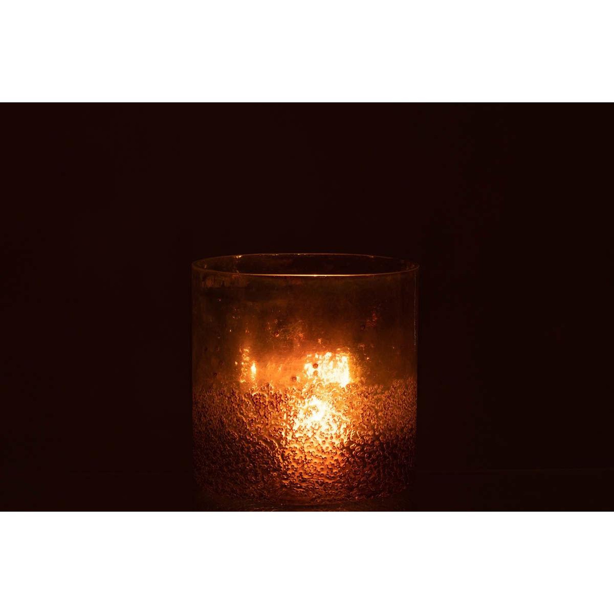 Voir la diapositive 3 : J-LINE Photophore déco en verre  ronny  27cm marron