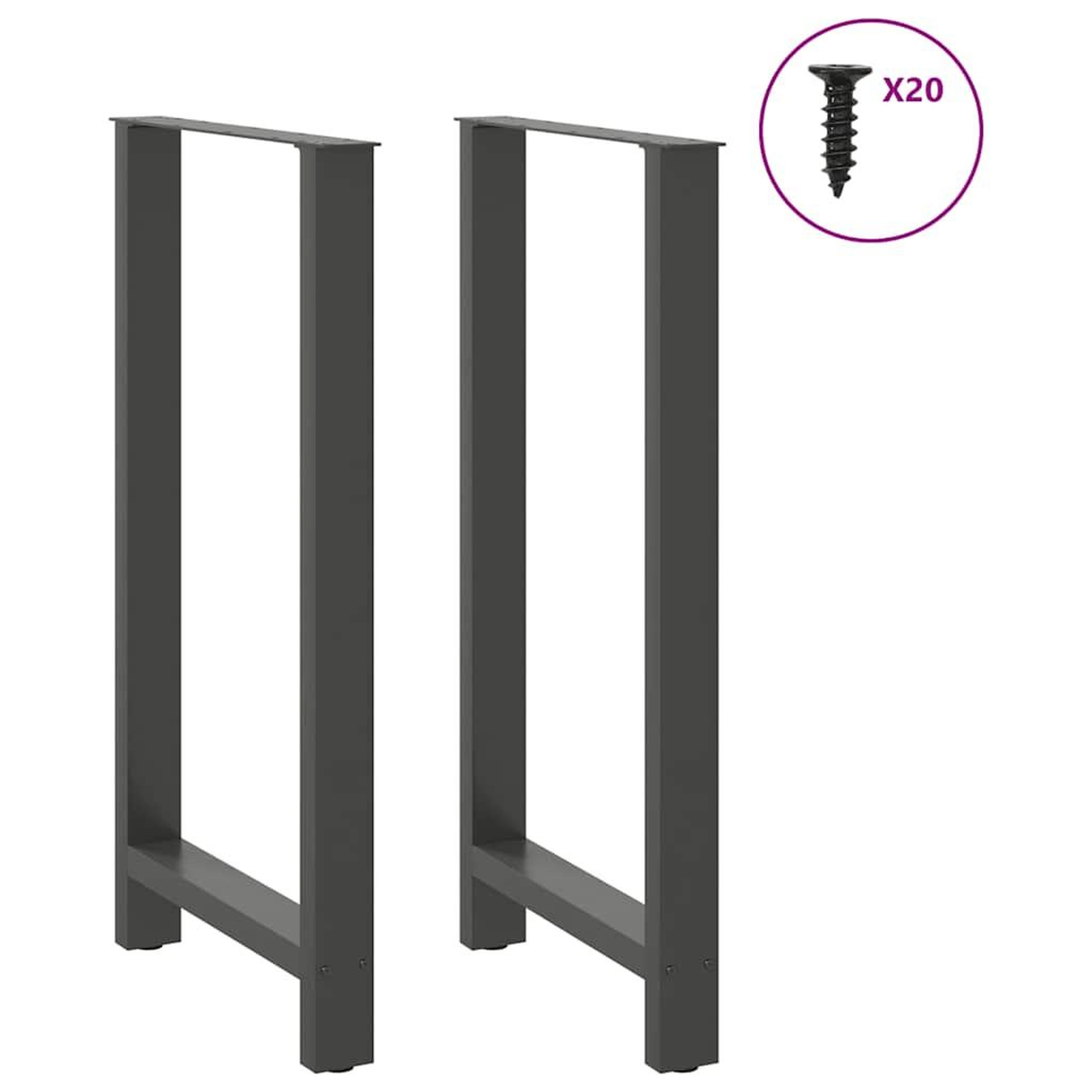 Voir la diapositive 3 : VIDAXL Pieds de table basse anthracite 2 pcs 60x(110-111) cm acier