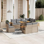 VIDAXL Salon de jardin avec coussins 9 pcs beige resine tressee