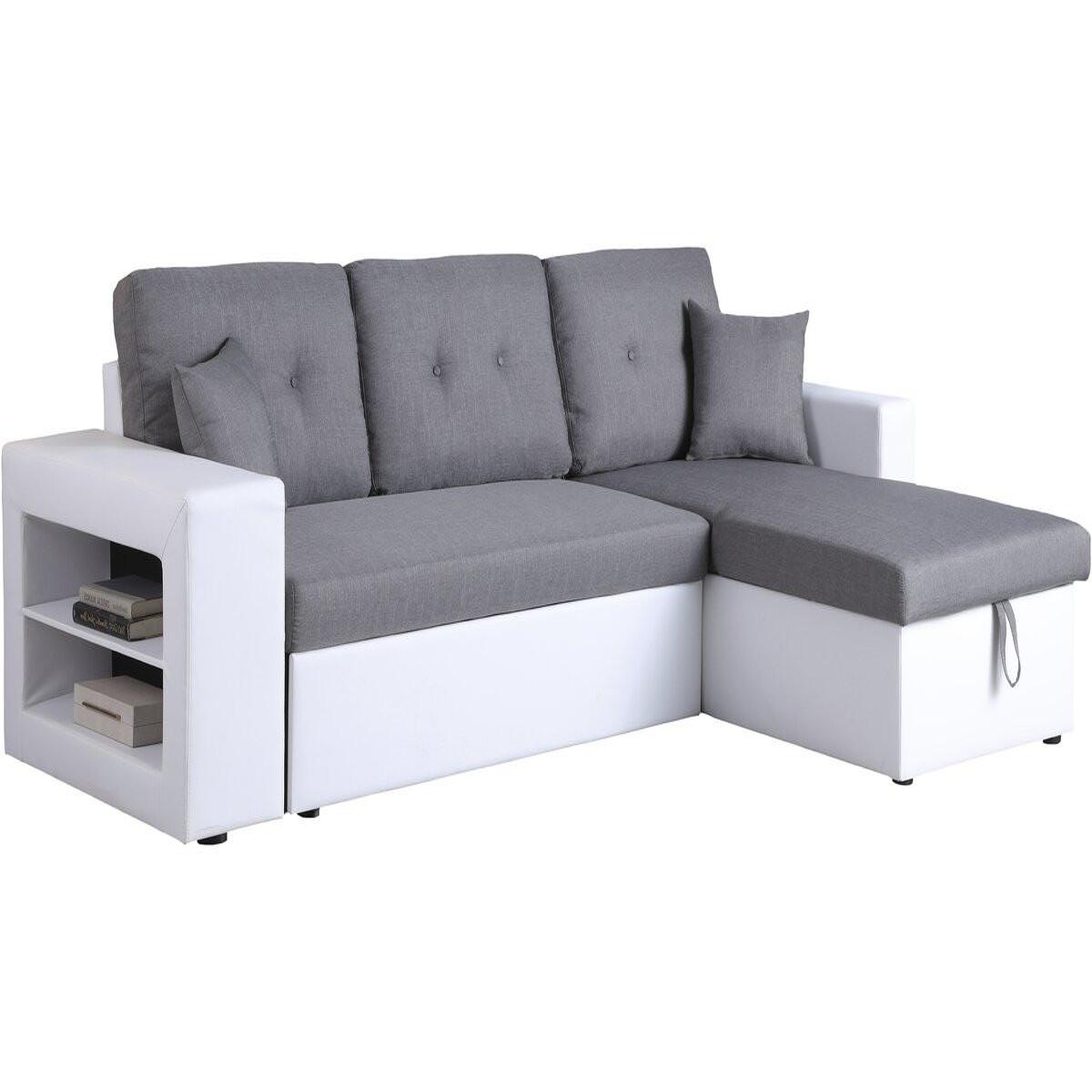 Habitat et Jardin Canapé d'angle convertible/réversible  axel  - 3 places - blanc/gris