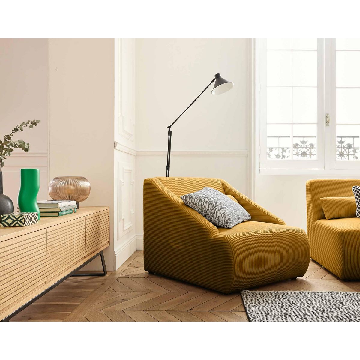 LISA DESIGN Onyx - fauteuil - en velours côtelé