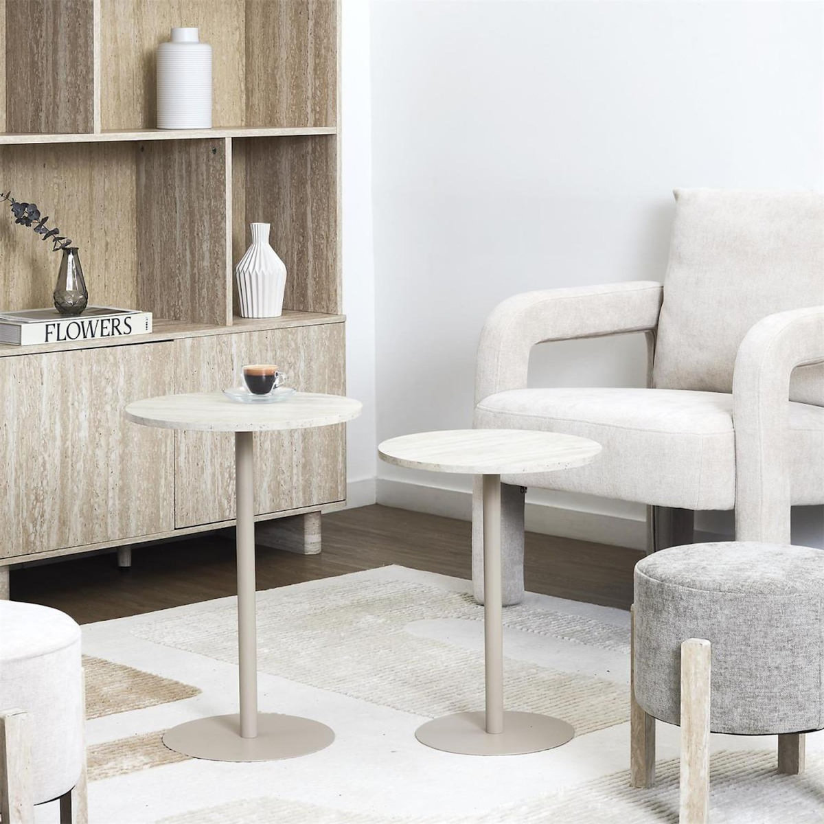 Paris Prix Lot de 2 Tables d'Appoint  Terra Nova  52cm Beige