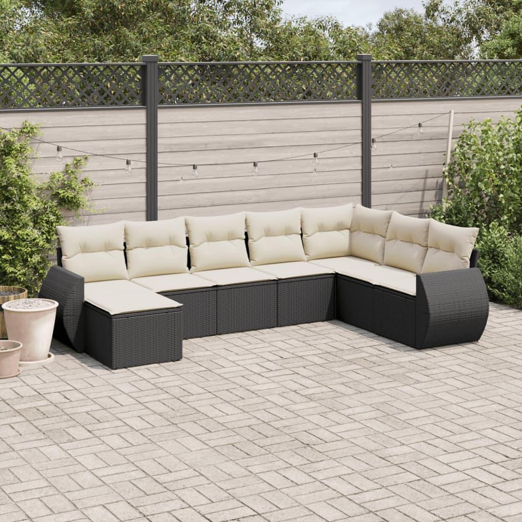 VIDAXL Salon de jardin 8 pcs avec coussins noir resine tressee