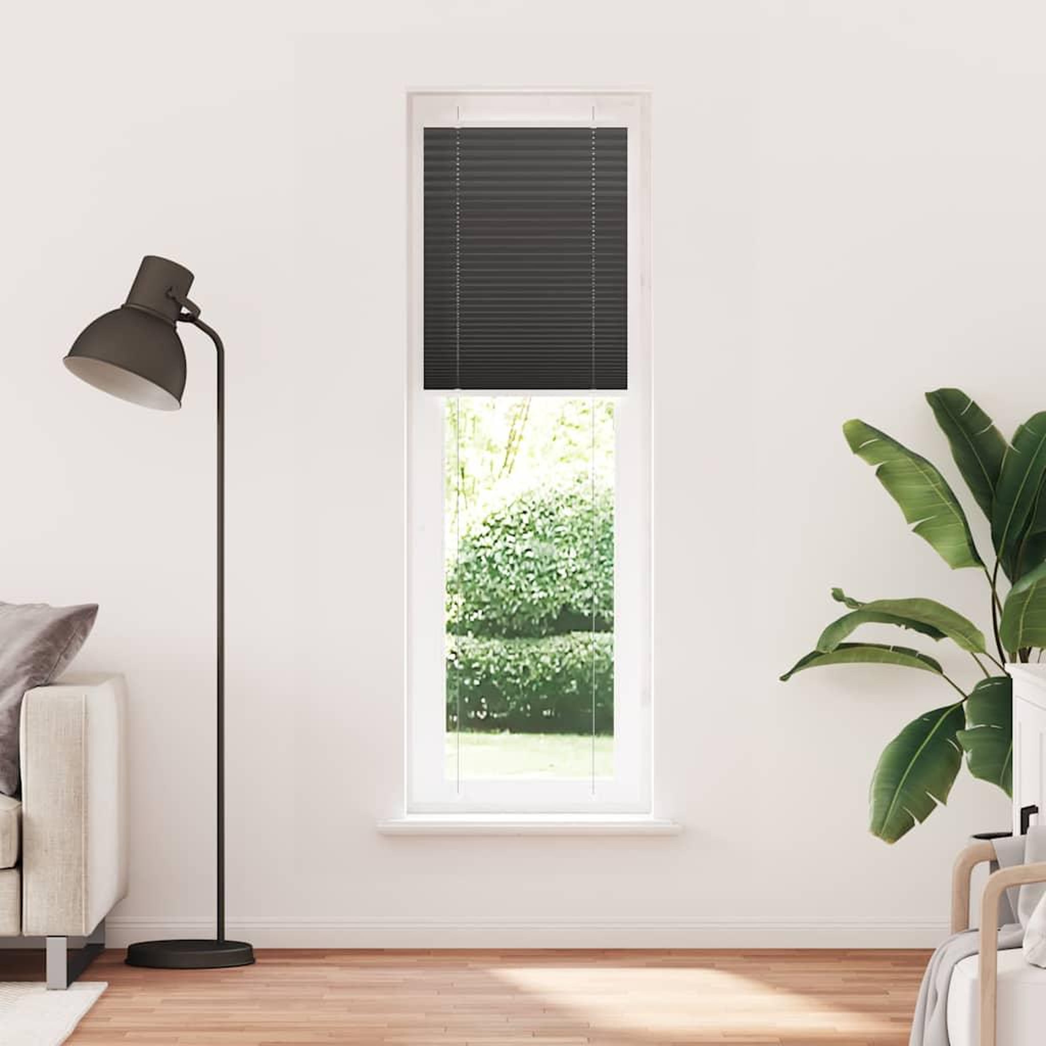 Voir la diapositive 2 : VIDAXL Store plisse noir 55x200 cm largeur du tissu 54,4 cm polyester