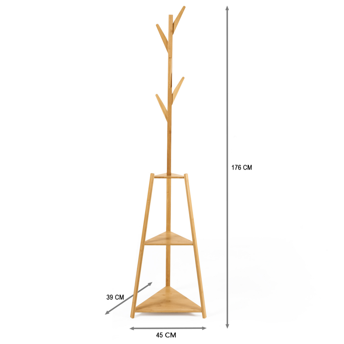 ID MARKET Porte-manteau bambou LANA avec étagères d'angle