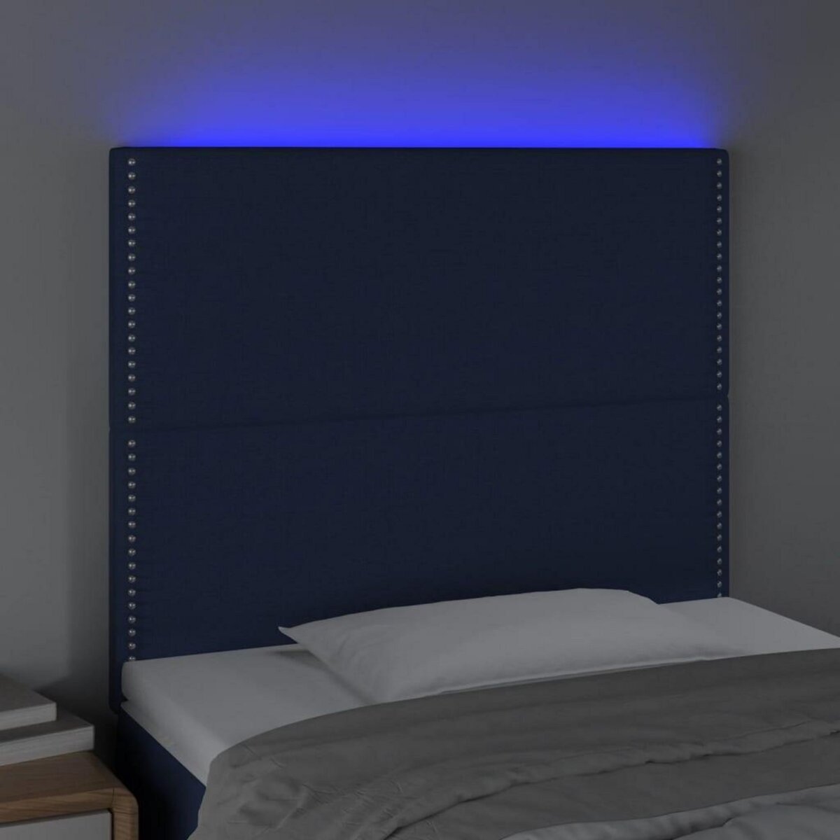 VIDAXL Tete de lit a LED Bleu 100x5x118/128 cm Tissu