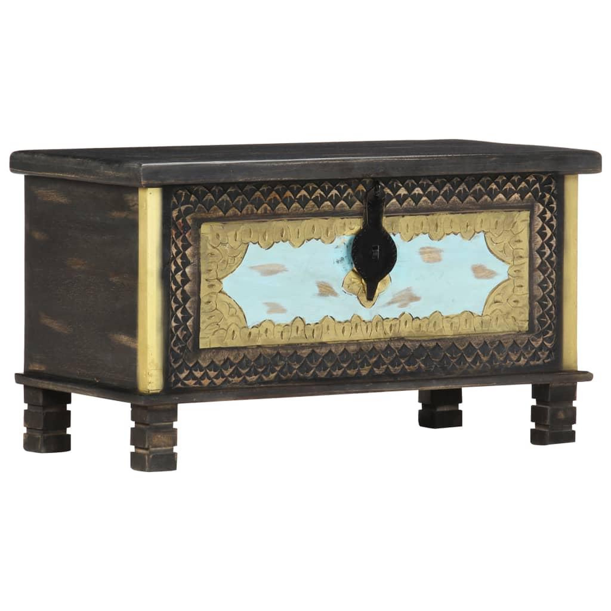 Voir la diapositive 4 : VIDAXL Coffre de rangement noir 80x40x45 cm bois de manguier massif