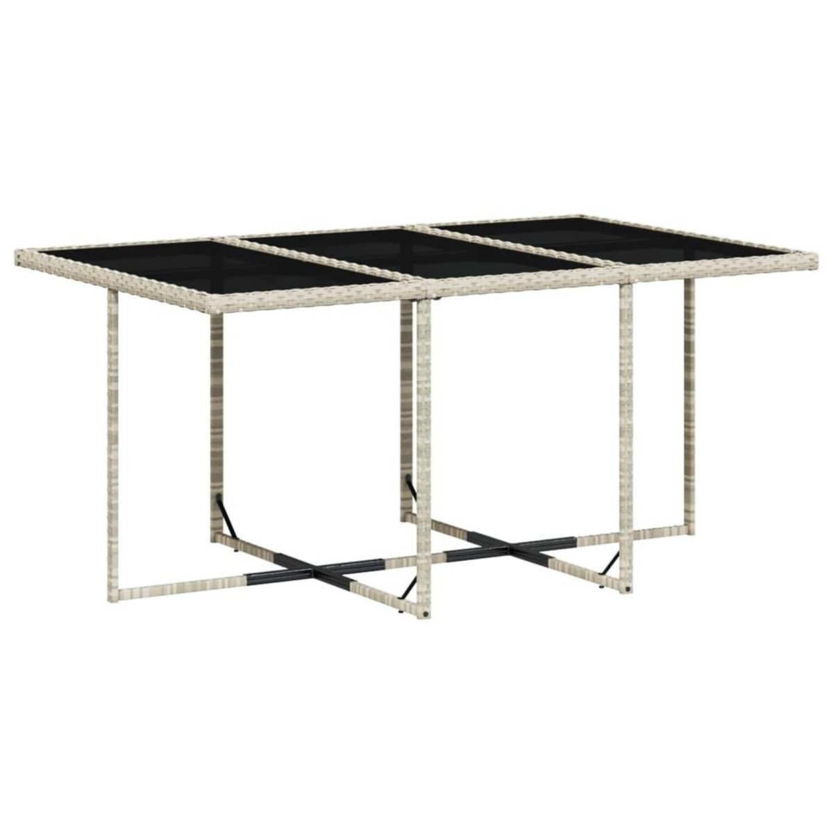 VIDAXL Ensemble a manger de jardin et coussins 7 pcs gris clair rotin