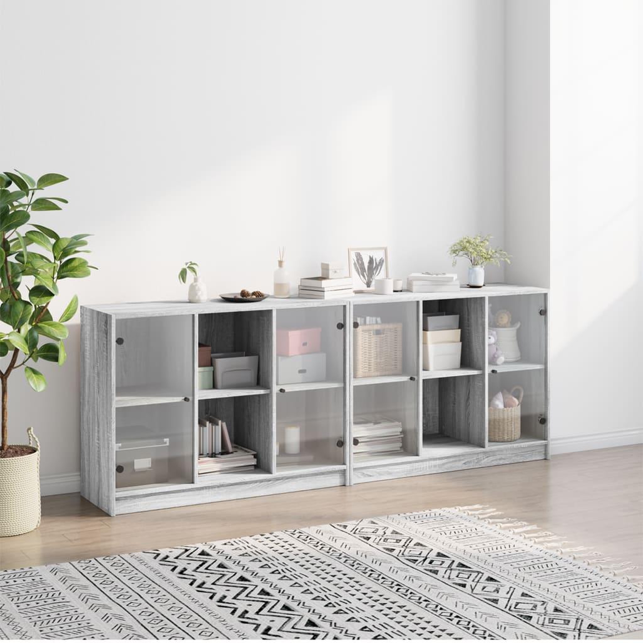 Voir la diapositive 3 : VIDAXL Bibliotheque avec portes sonoma gris 204x37x75 cm