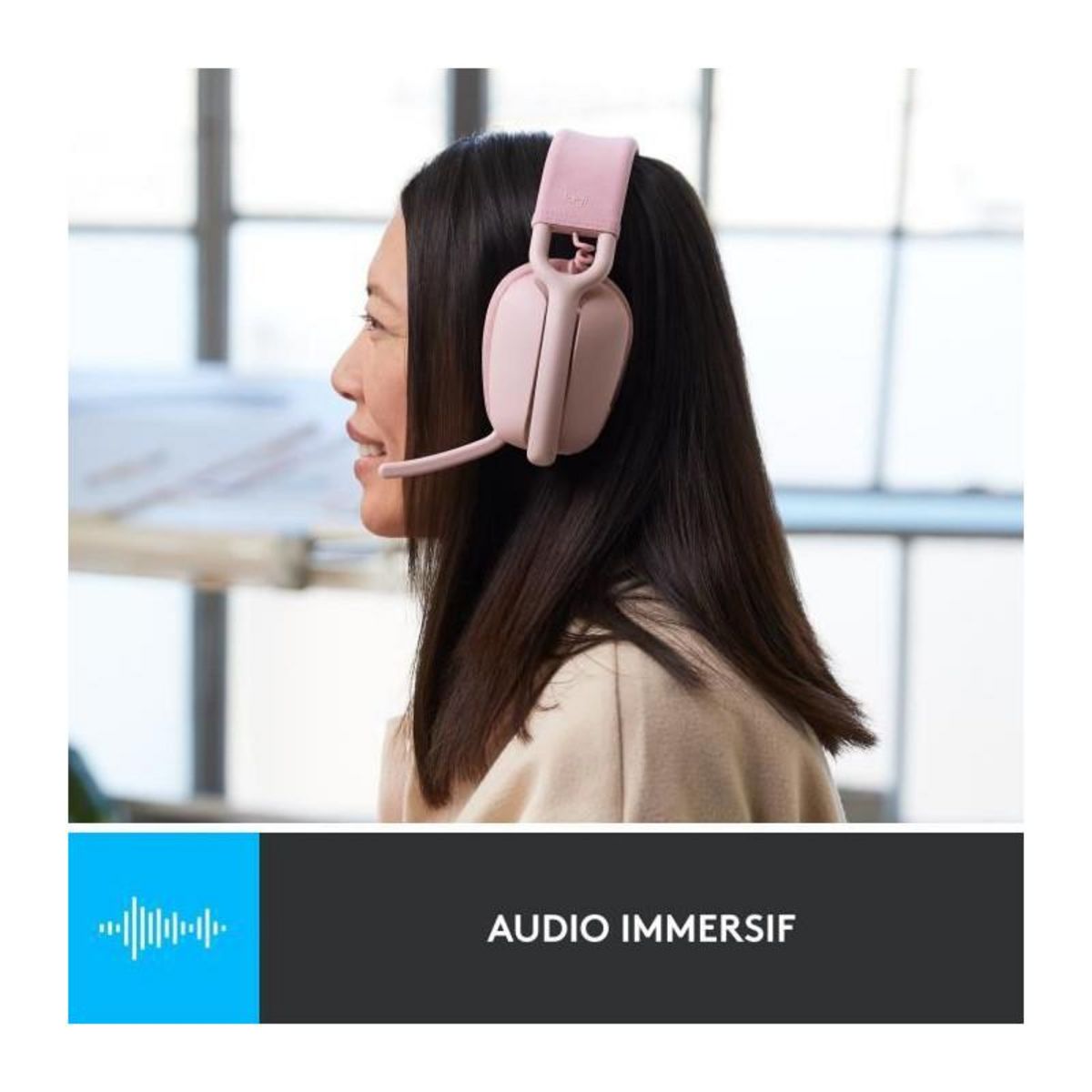 Logitech Logitech - Casque d'écoute léger sans fil avec Micro anti-bruit de fond - Zone Vibe 100 - Rose