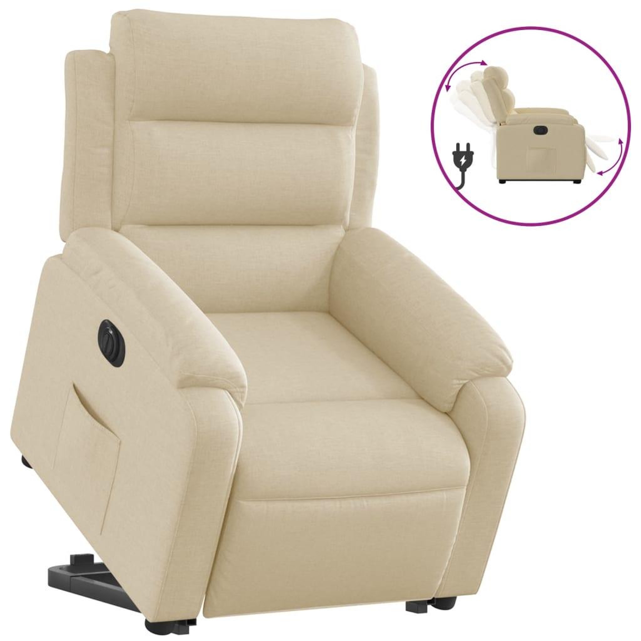 Voir la diapositive 2 : VIDAXL Fauteuil inclinable electrique creme tissu
