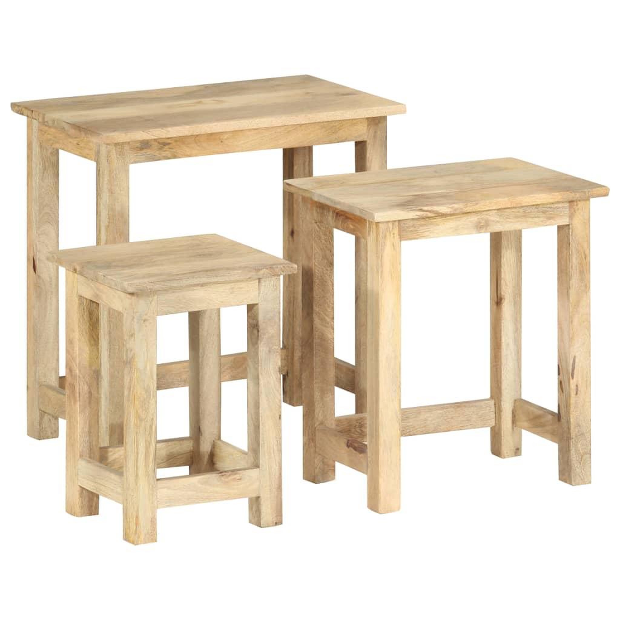 Voir la diapositive 1 : VIDAXL Tables gigognes 3 pcs Bois solide de manguier