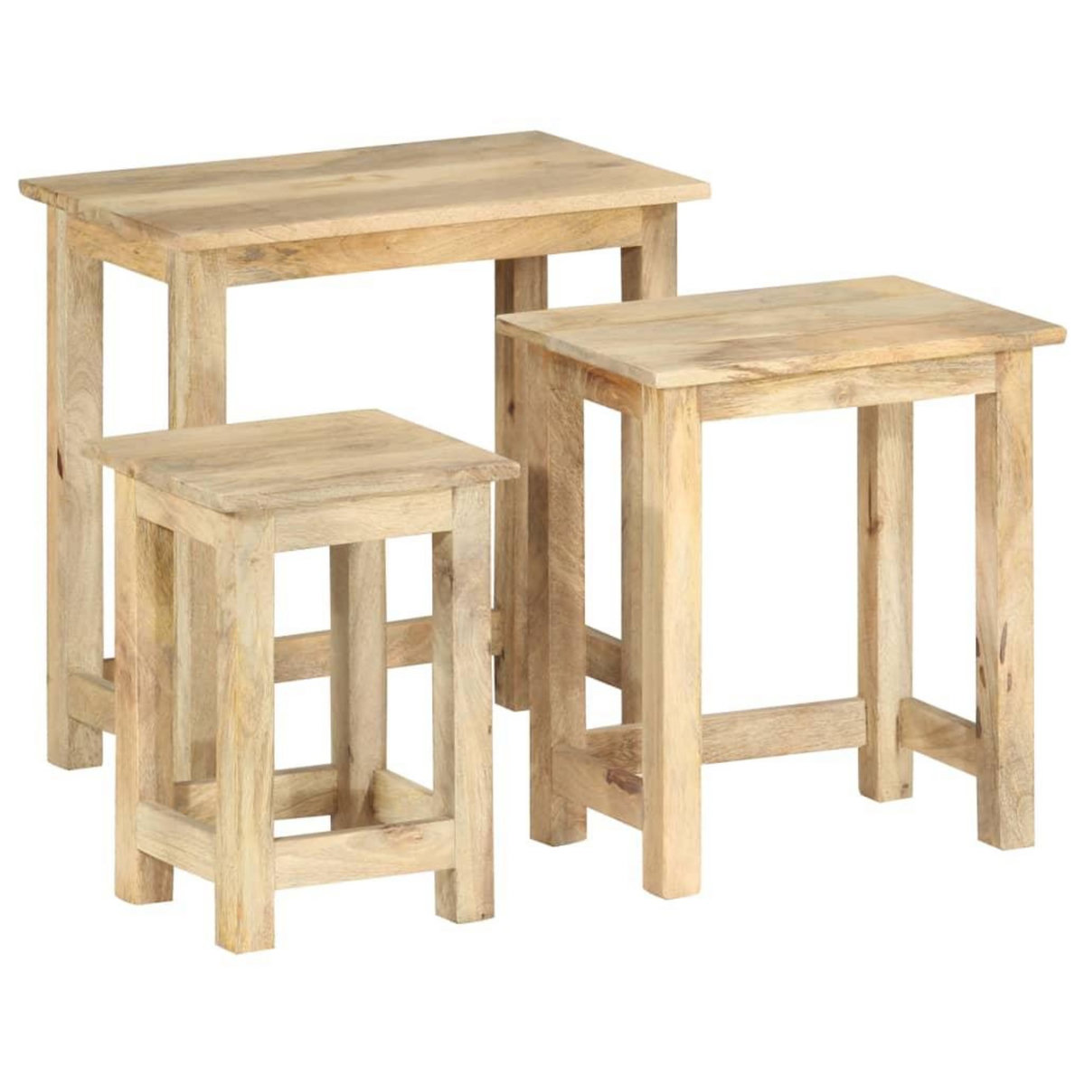 VIDAXL Tables gigognes 3 pcs Bois solide de manguier