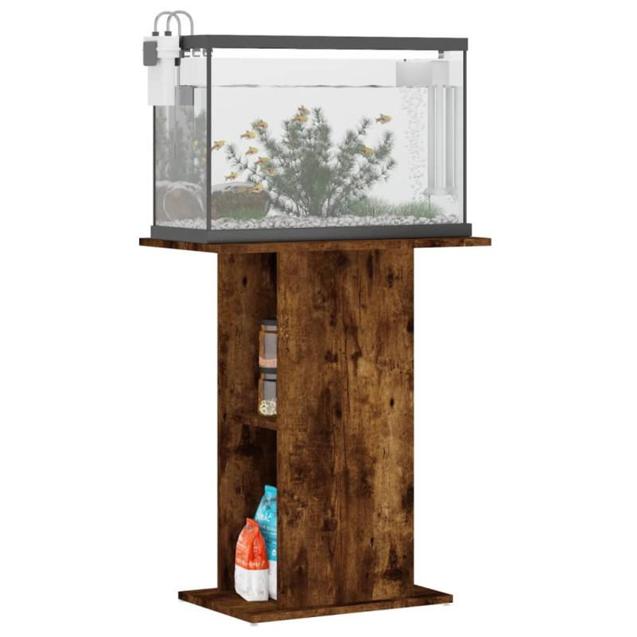 Voir la diapositive 3 : VIDAXL Support d aquarium chêne fumé 60,5x36x72,5 cm bois d ingénierie
