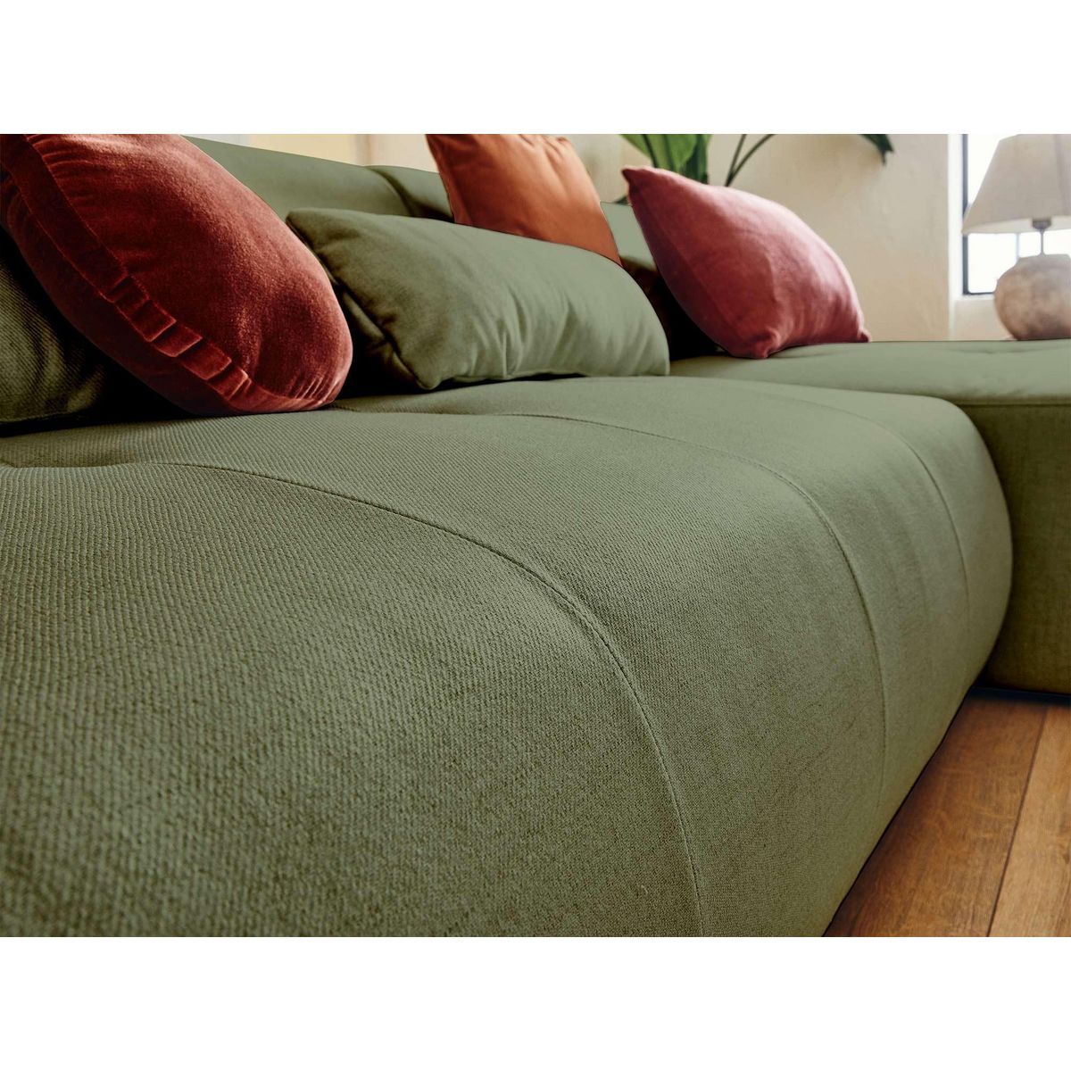 LISA DESIGN Onyx - canapé modulable panoramique d'angle gauche 7 places - en tissu