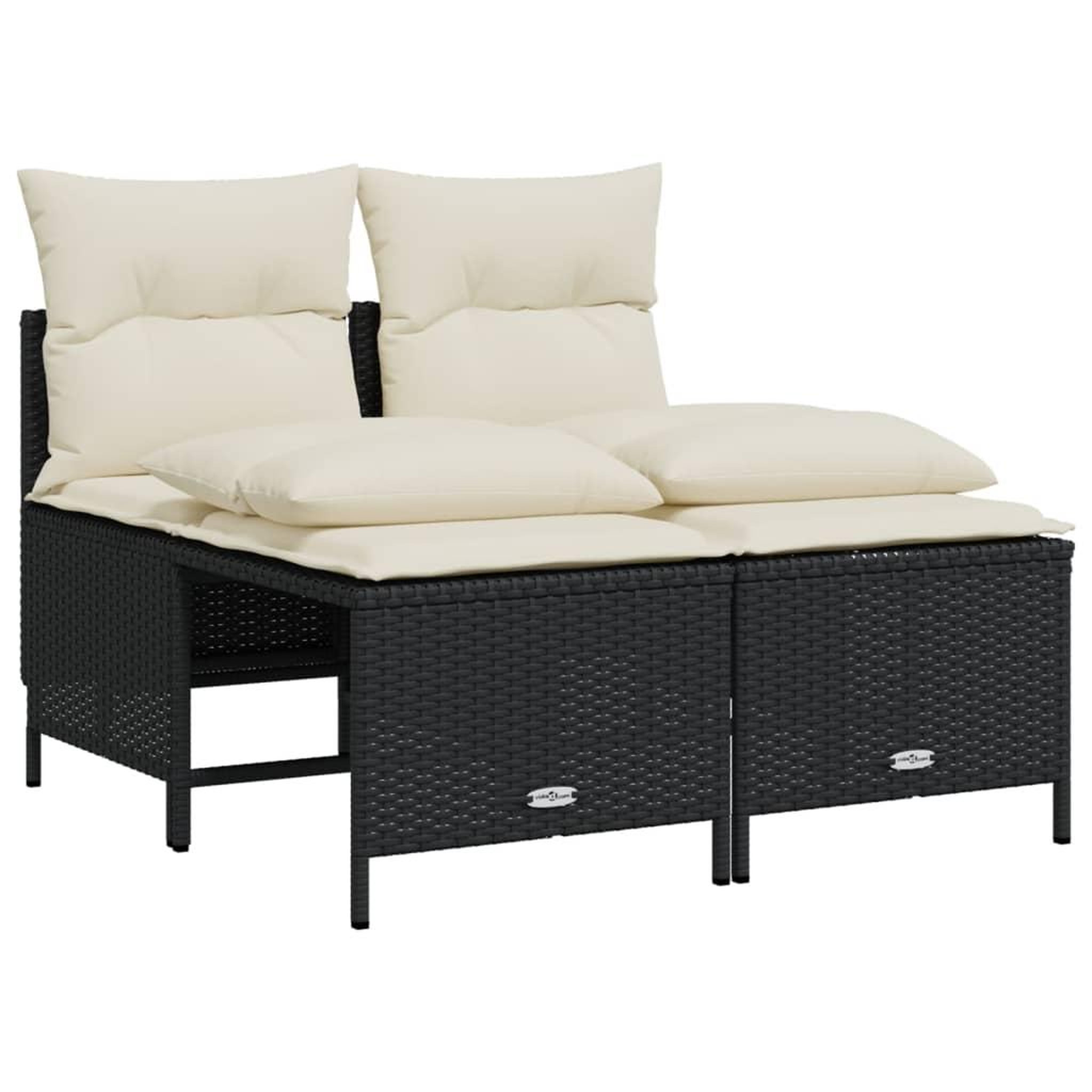 Voir la diapositive 2 : VIDAXL Salon de jardin 4 pcs avec coussins noir resine tressee