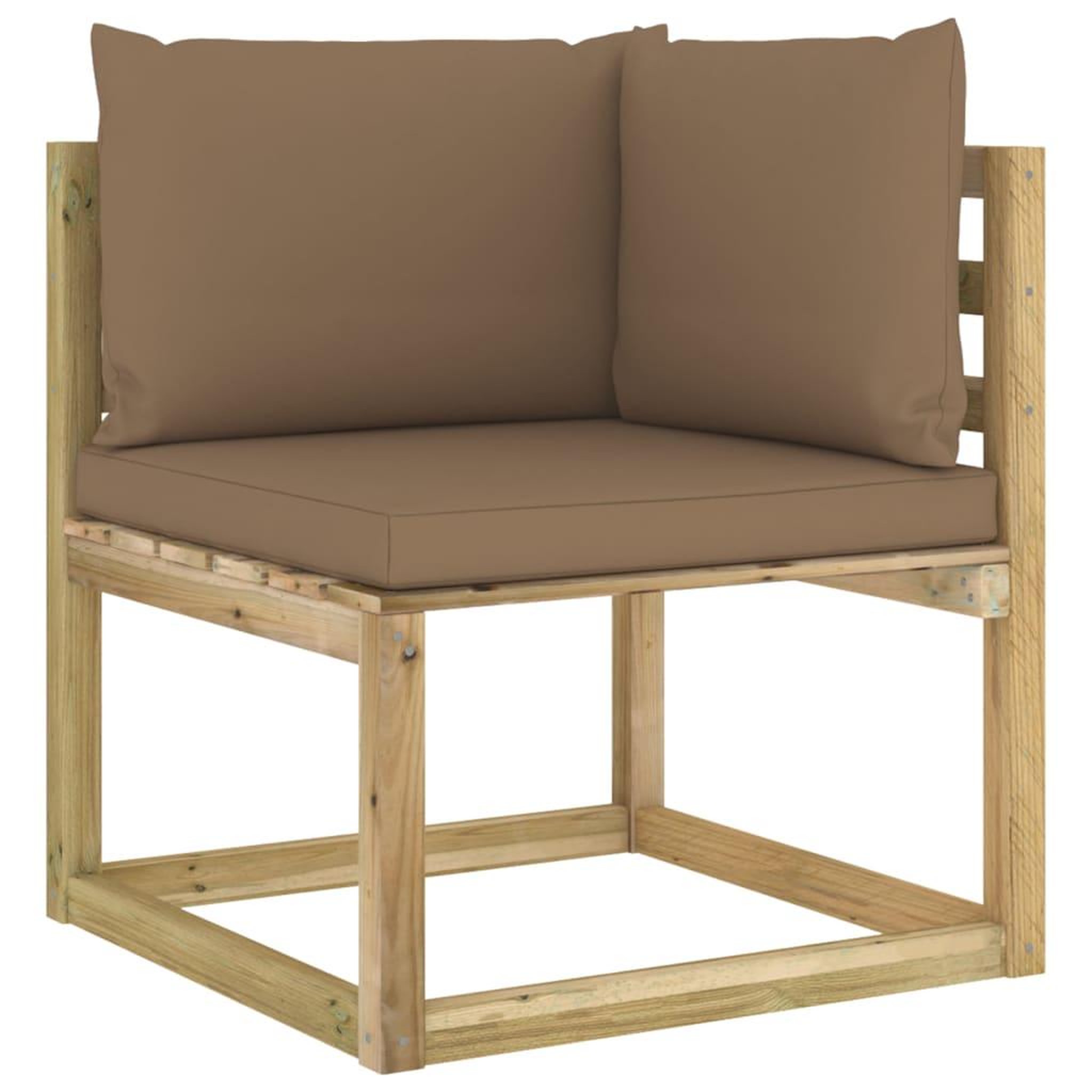 Voir la diapositive 3 : VIDAXL Canape d'angle de jardin avec coussins Bois impregne de vert