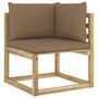 Voir la diapositive 3 : VIDAXL Canape d'angle de jardin avec coussins Bois impregne de vert