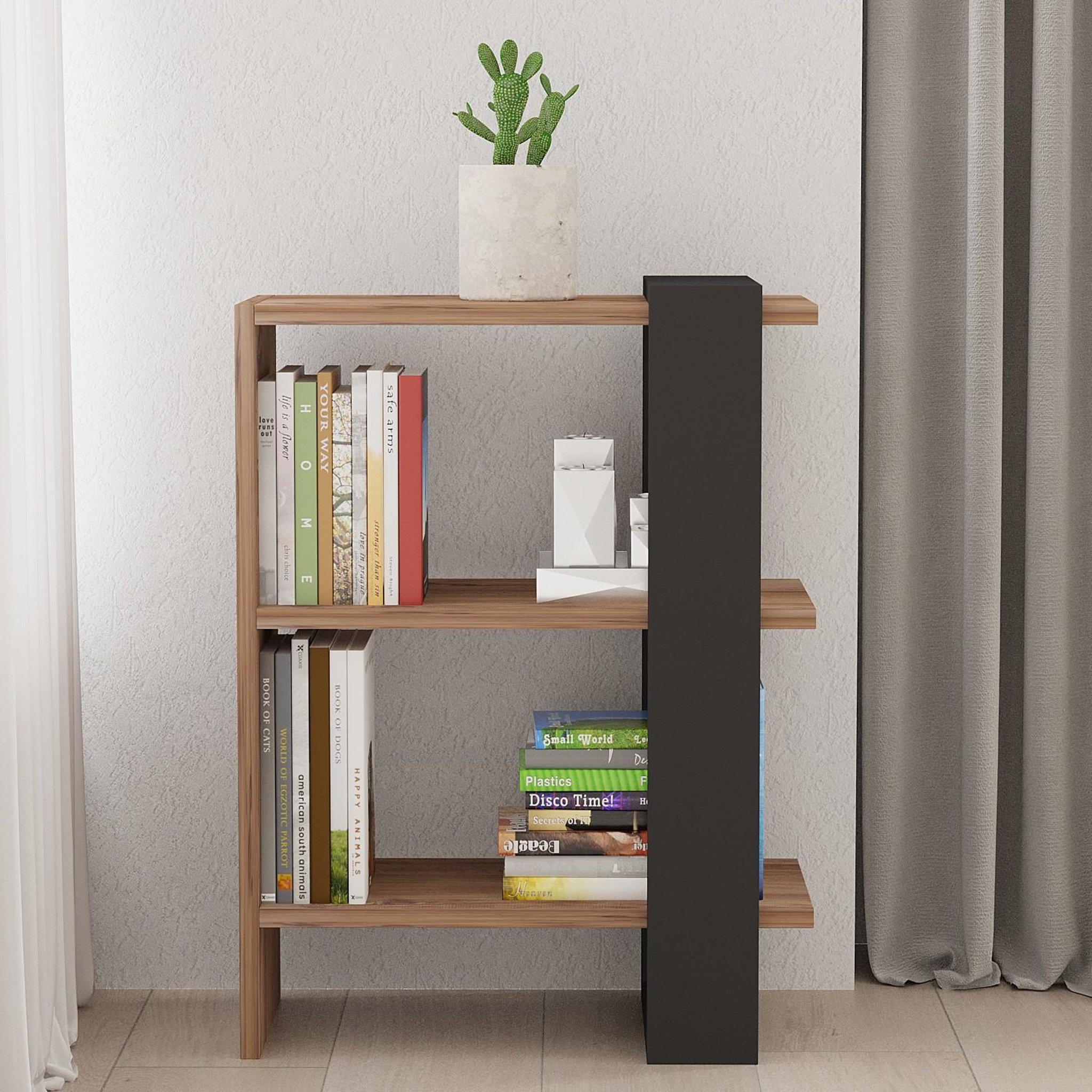 Voir la diapositive 3 : Habitat et Jardin Bibliothèque en bois  ova  - 51 x 25 x 70 cm - chêneanthracite