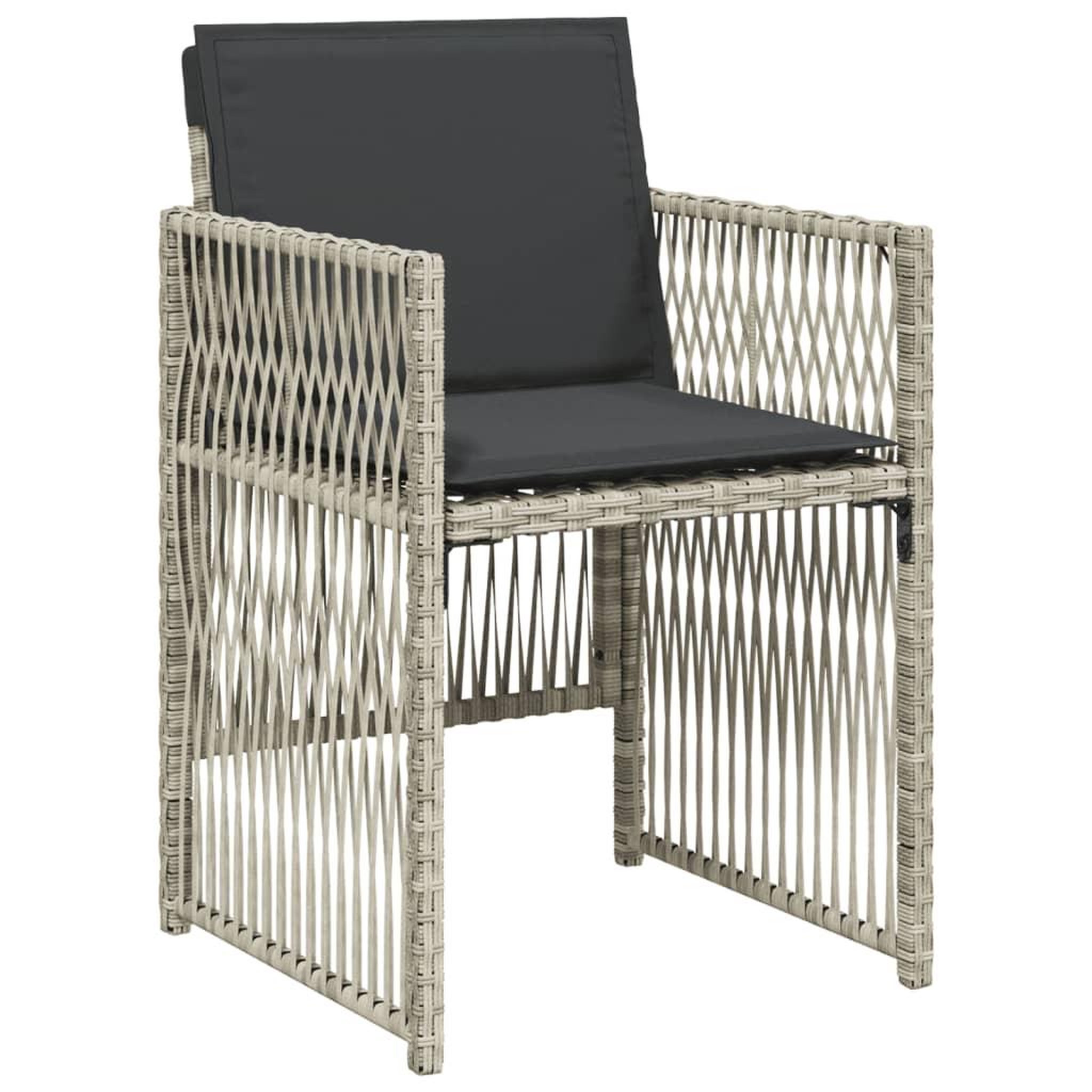 Voir la diapositive 4 : VIDAXL Ensemble a manger de jardin et coussins 9 pcs gris clair rotin