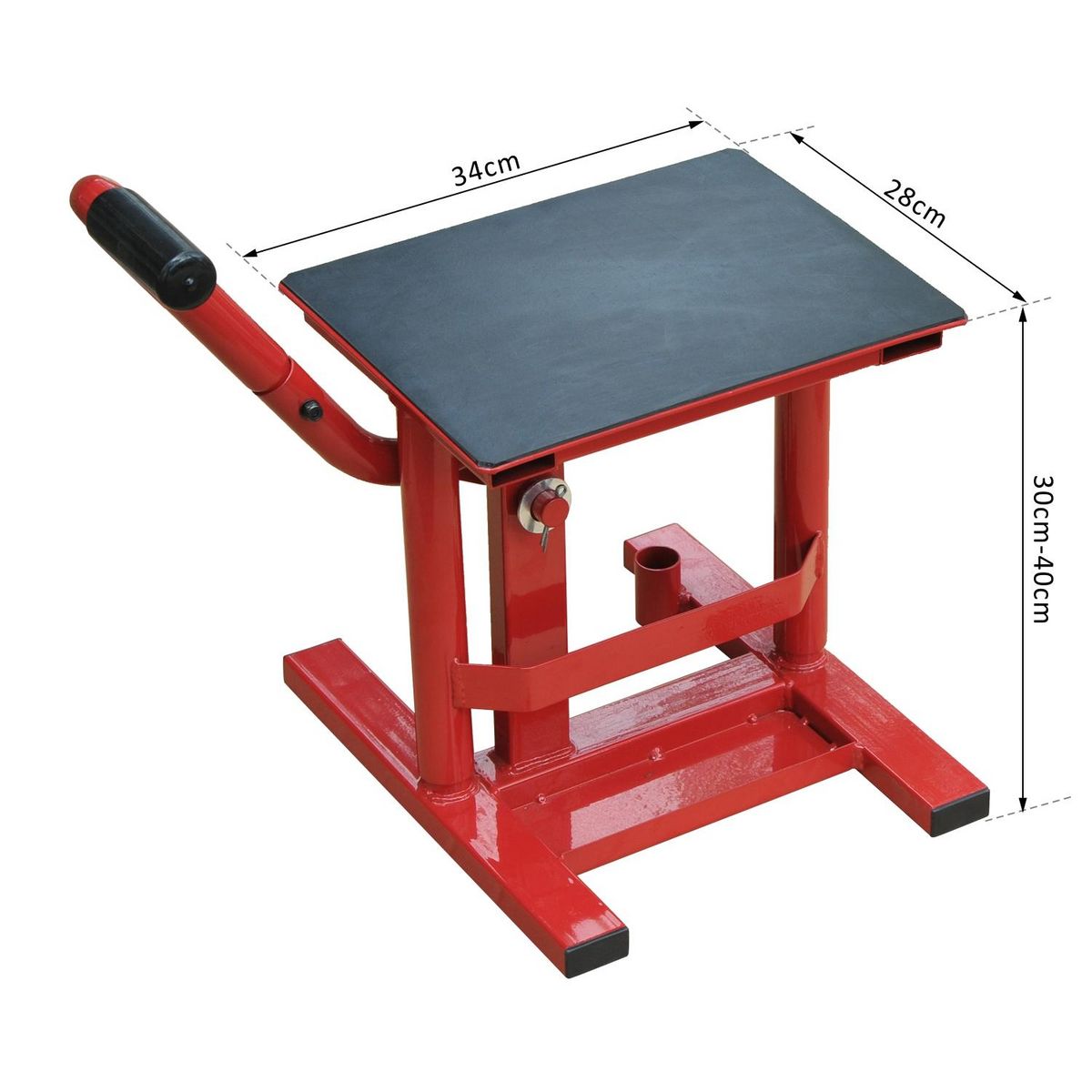 HOMCOM Lève moto béquille d'atelier stand moto tout-terrain moto cross supermotard hauteur réglable rouge et noir
