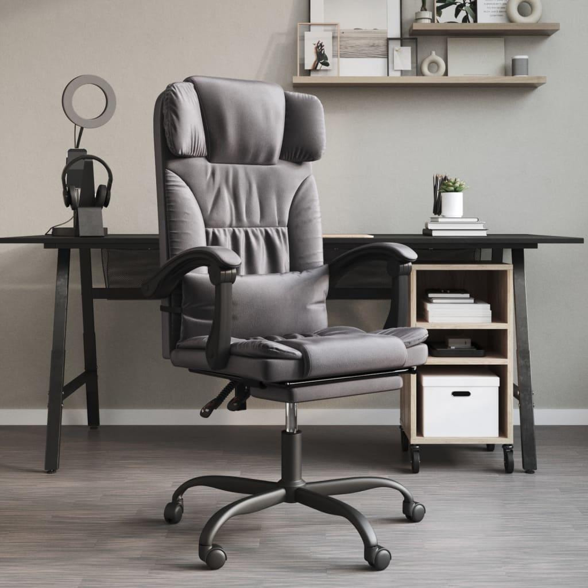 VIDAXL Fauteuil inclinable de bureau Gris Similicuir