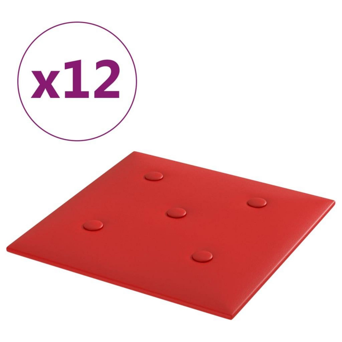 VIDAXL Panneaux muraux 12pcs Rouge bordeaux 30x30cm Similicuir 1,08 m^2