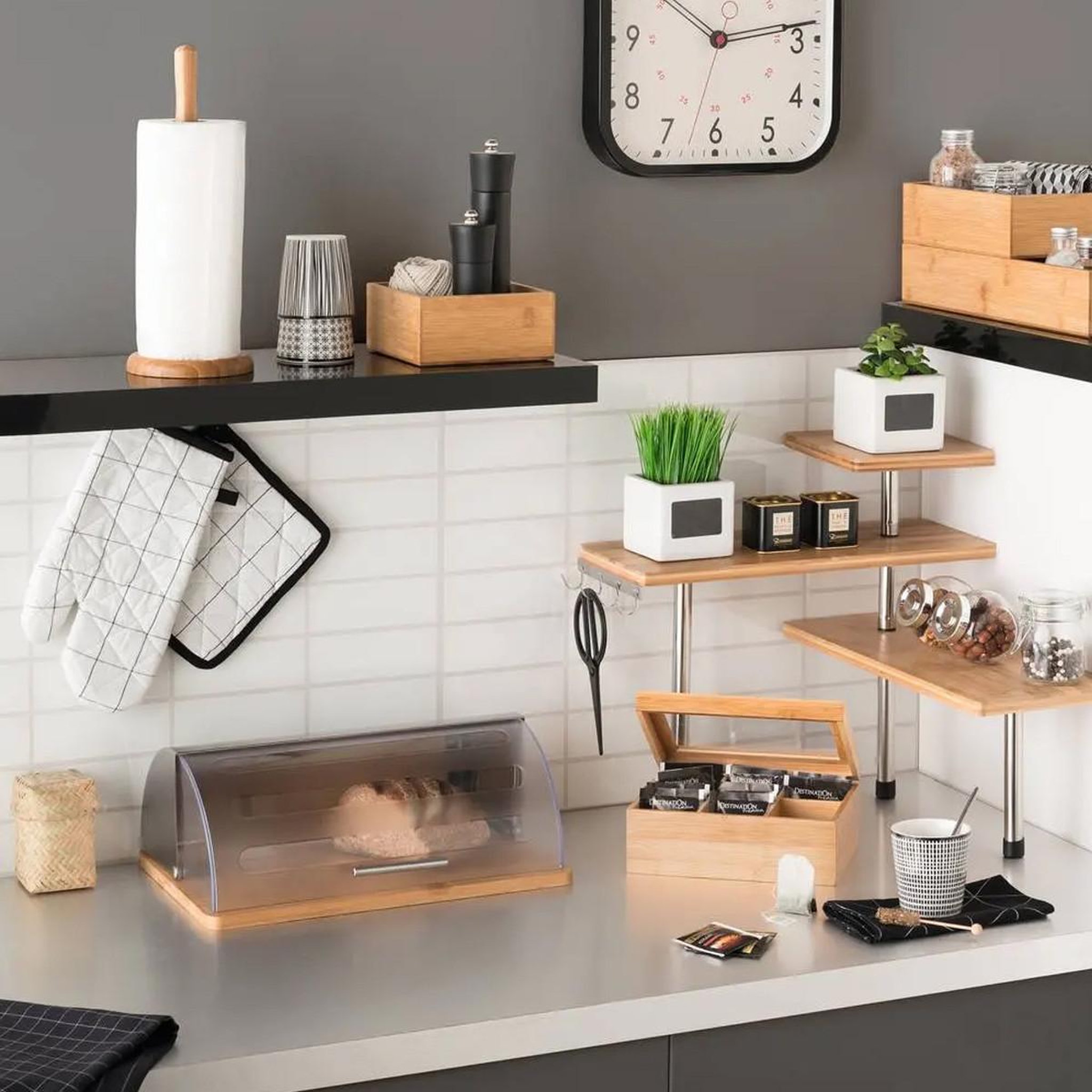 Voir la diapositive 3 : FIVE Porte essuie-tout bambou  basic  32cm naturel