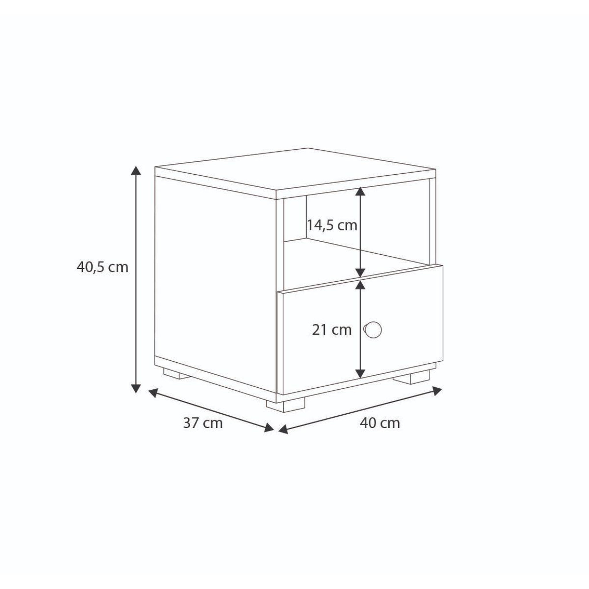 Voir la diapositive 2 : KOBI Table de Chevet Emi tiroir gris