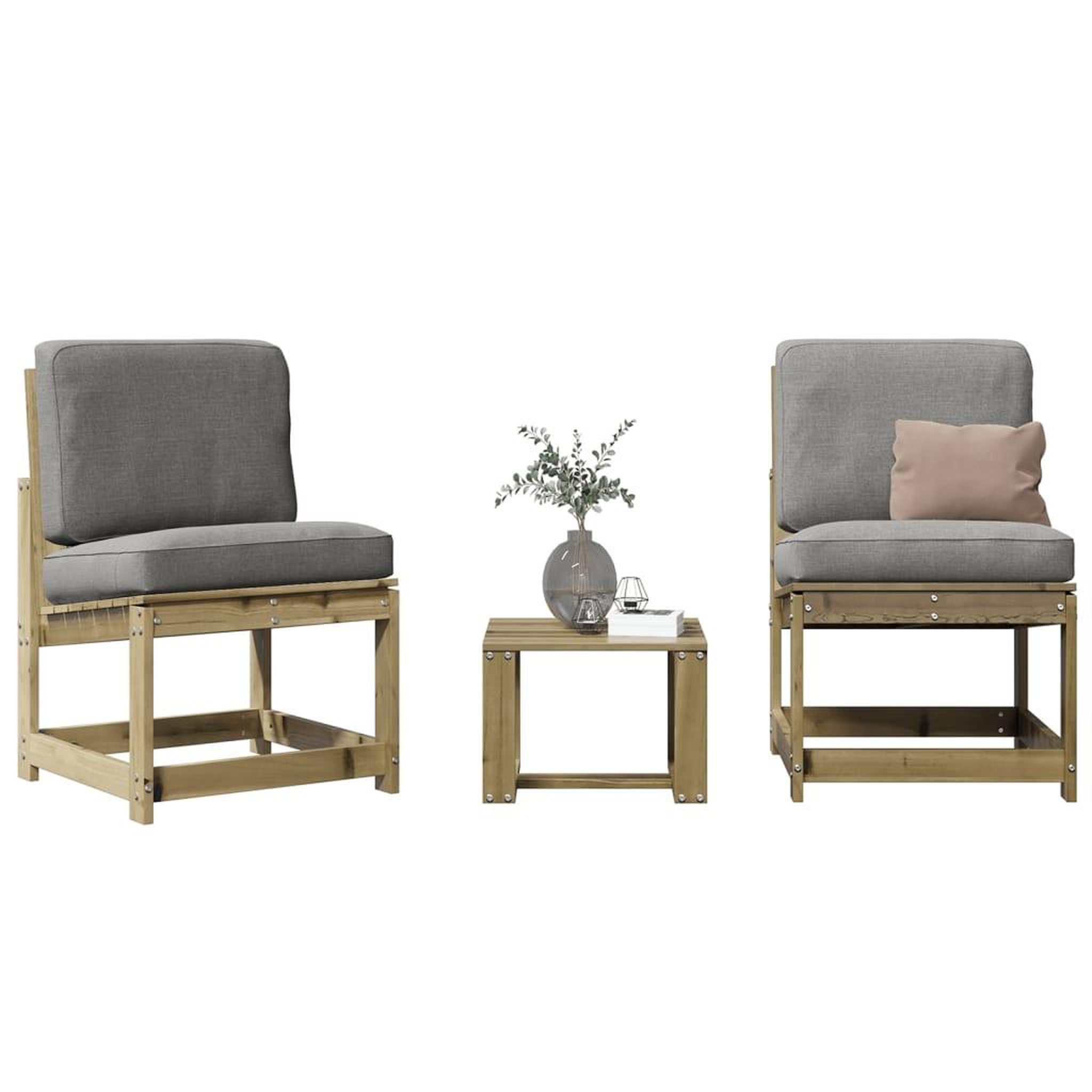 VIDAXL Salon de jardin 3 pcs bois de pin impregne