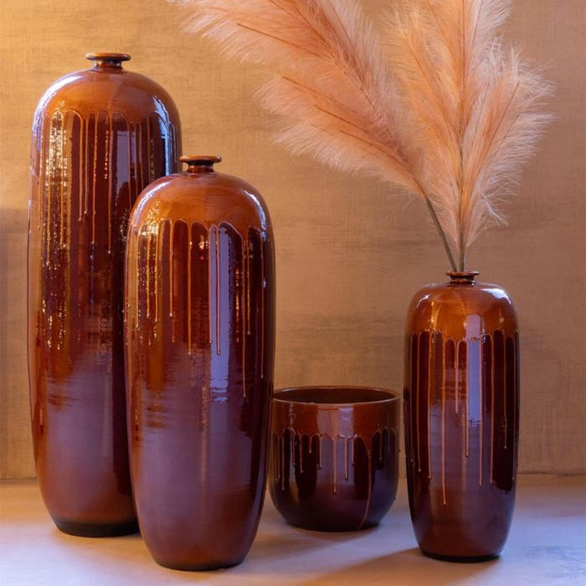 Paris Prix Vase en Terre Cuite  Lee Terra  95cm Marron & Orange