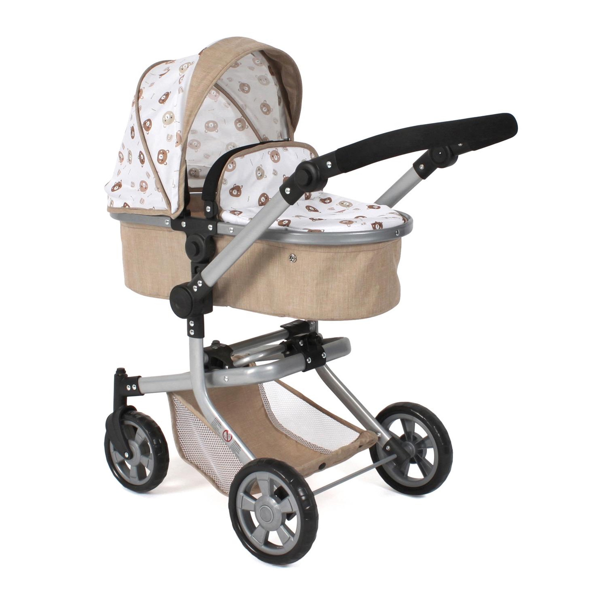 BAYER CHIC 2000 Poussette pour poupée combinée 2 en 1 Mika Beige avec oursons