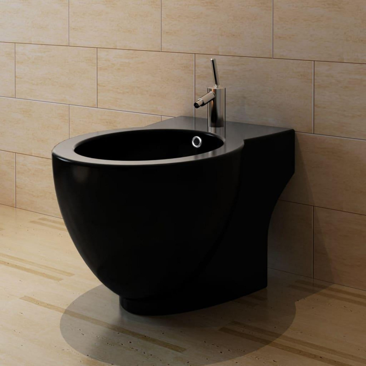 VIDAXL Bidet rond a poser en ceramique sanitaire noir