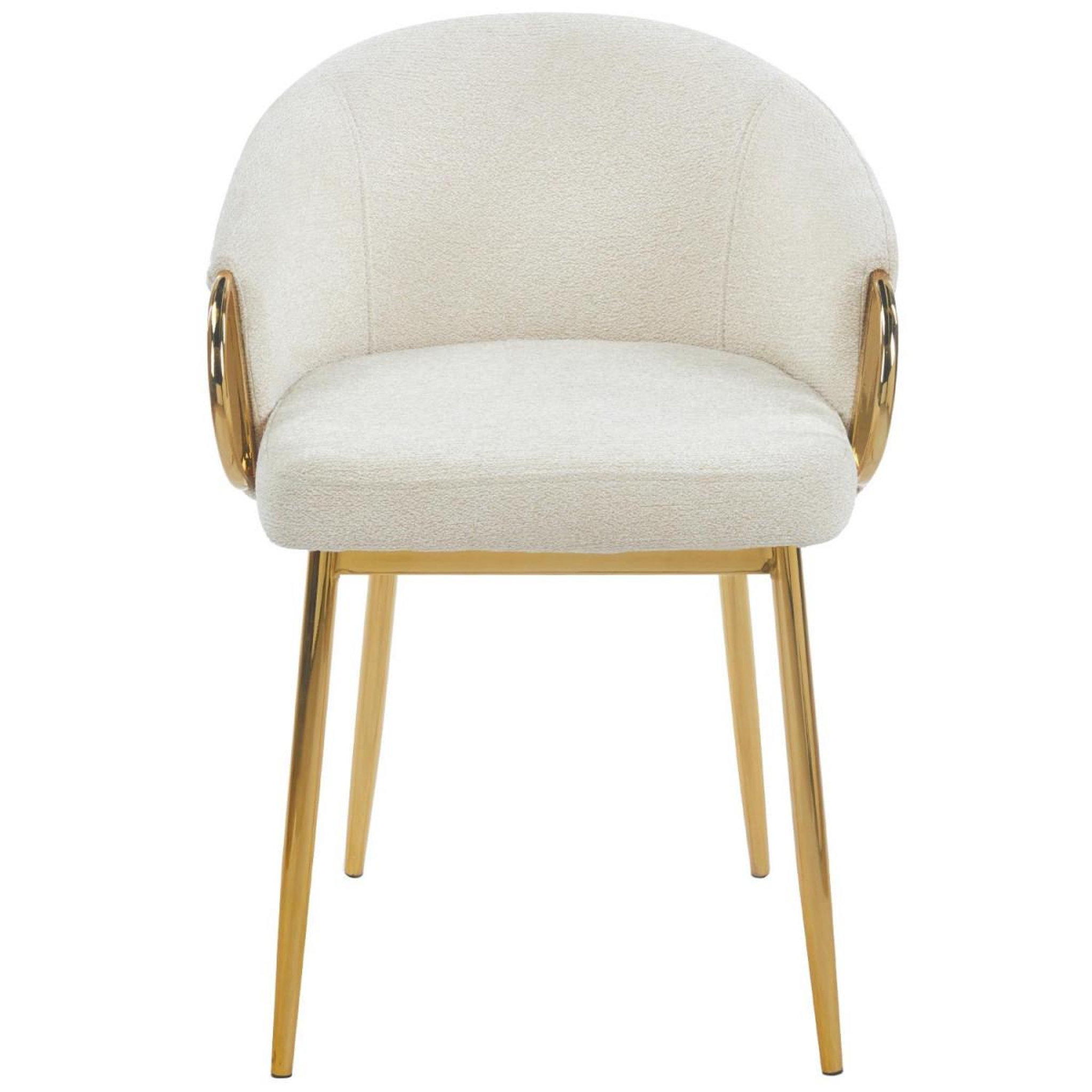 Voir la diapositive 4 : Paris Prix Lot de 2 chaises en tissu bouclette  julia  74cm beige & or