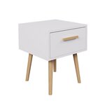 TOILINUX Table de Chevet 1 tiroir EDWING - 40 x 40 x 50 cm - Blanc et Marron - Rangement pour Chambre à Coucher, Salon